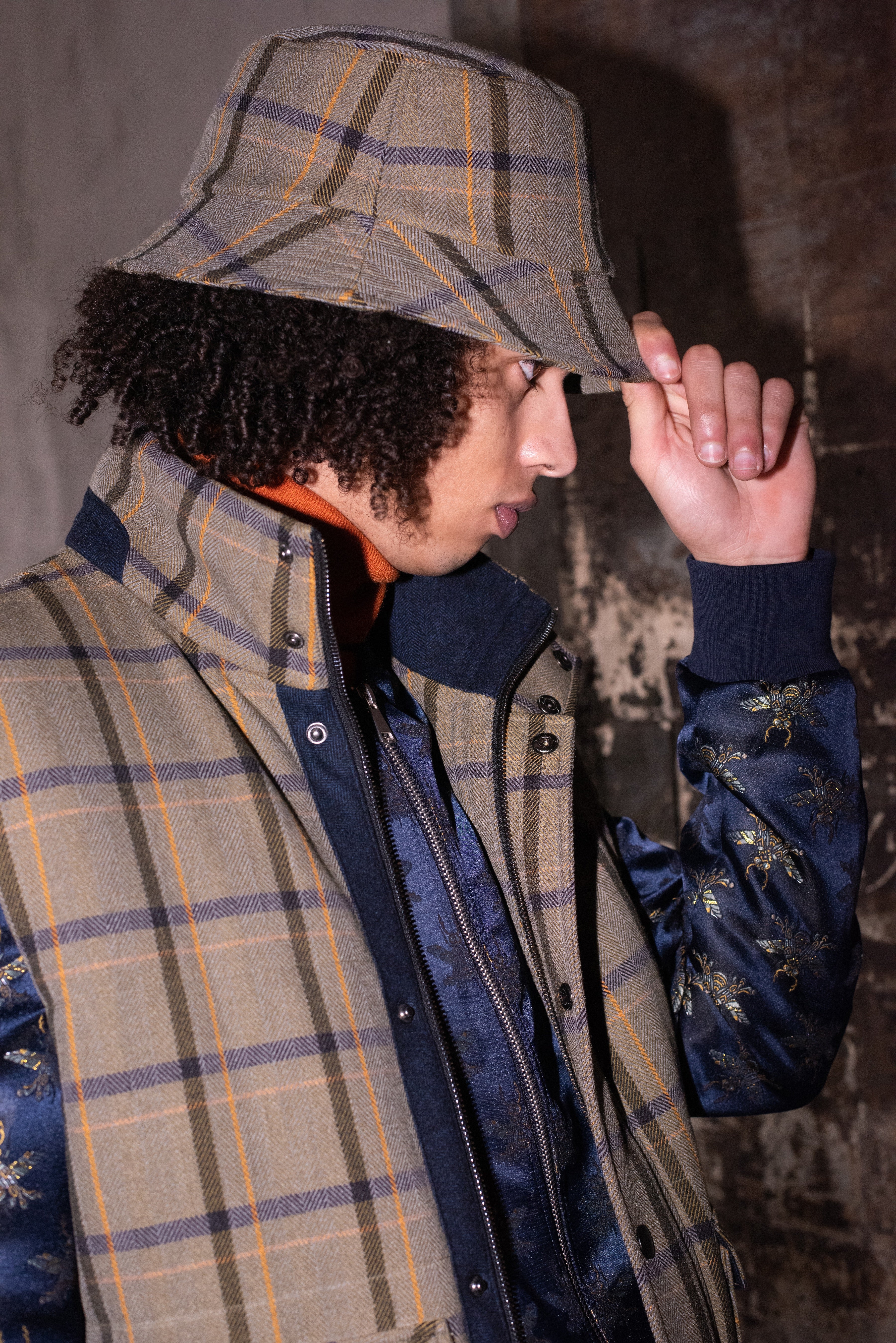 Marco Bucket Hat - Military Herringbone Plaid