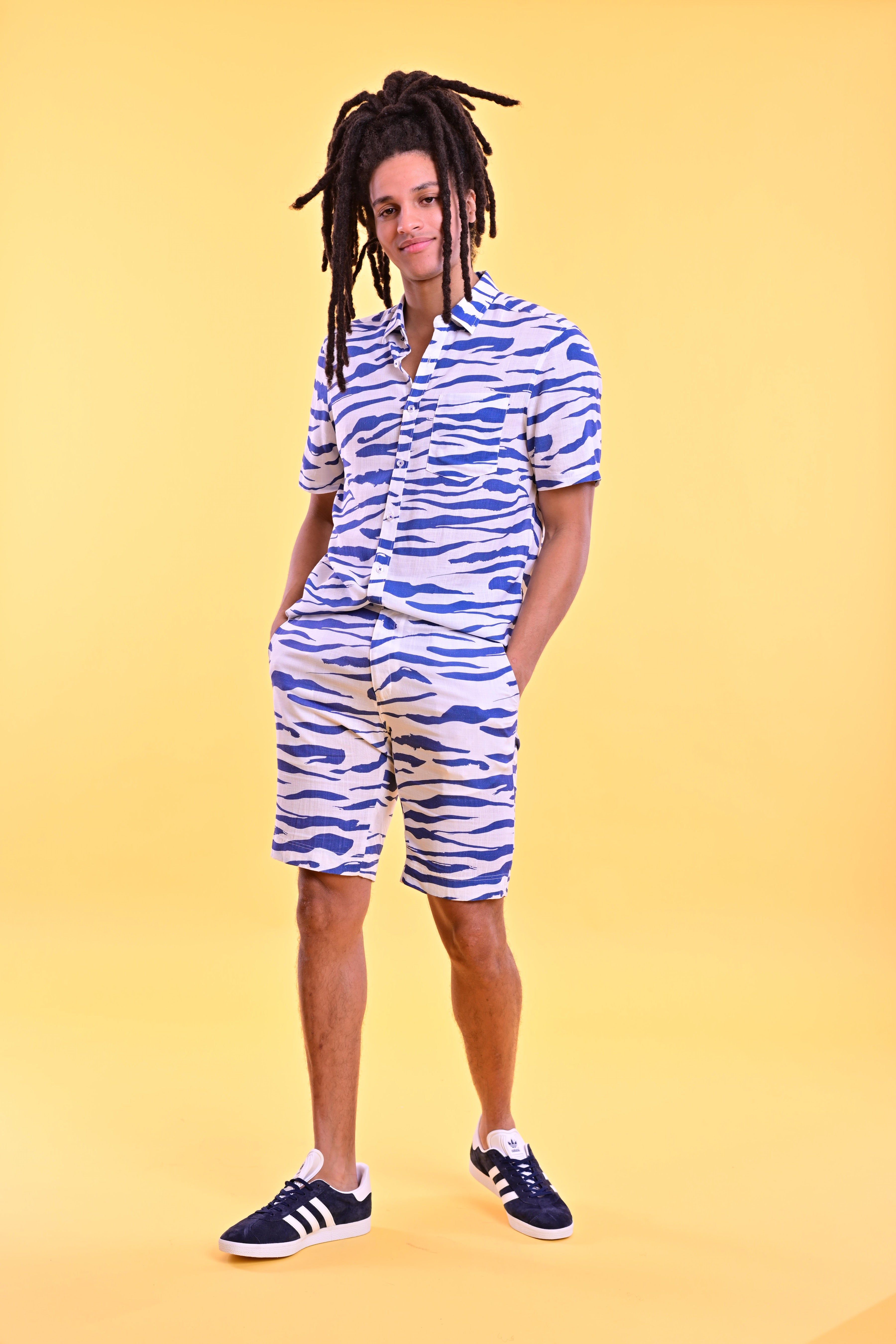 Felix Shorts - slim - White Royal Zebra