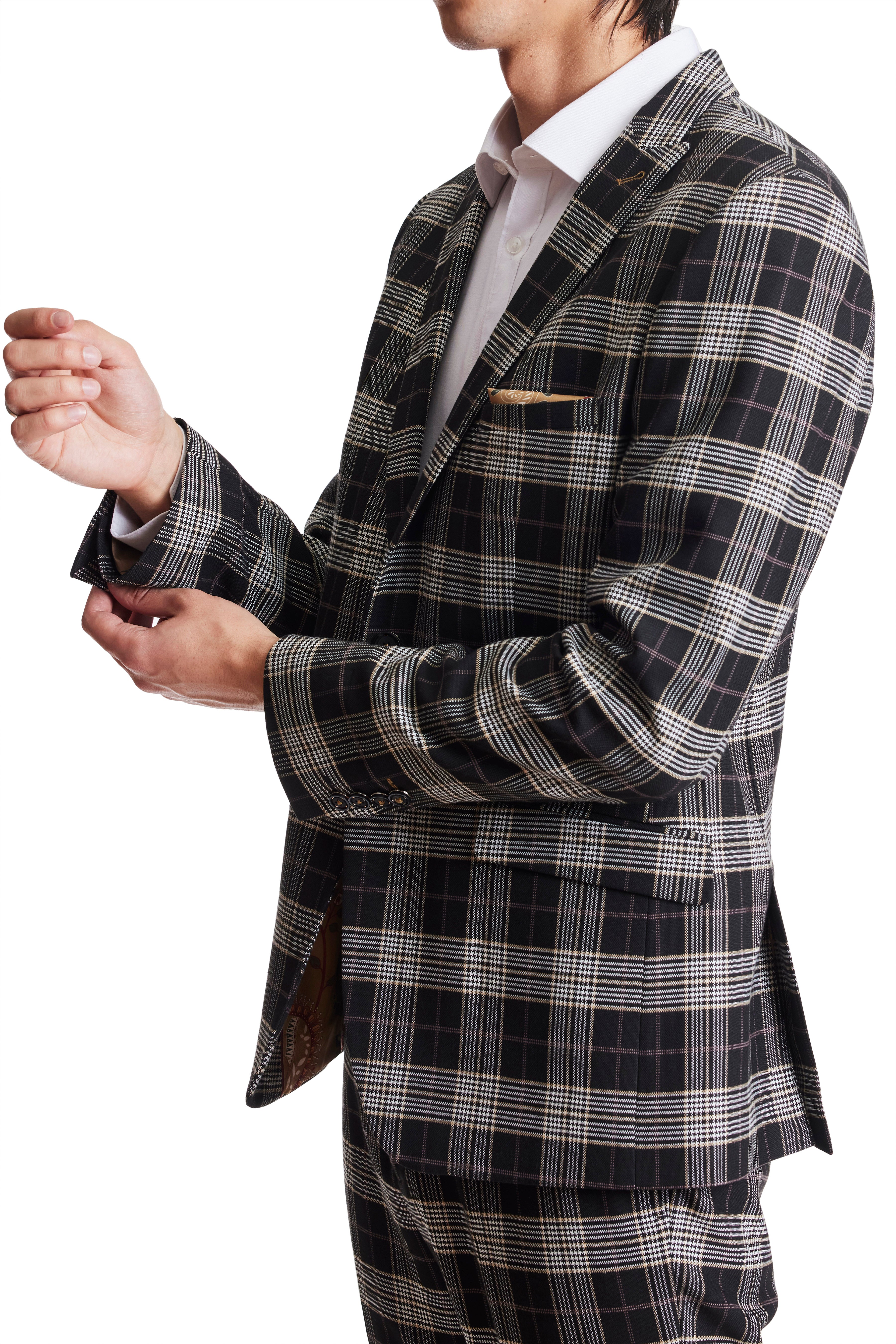 Ashton Peak Jacket - slim - Black White Gold Plaid