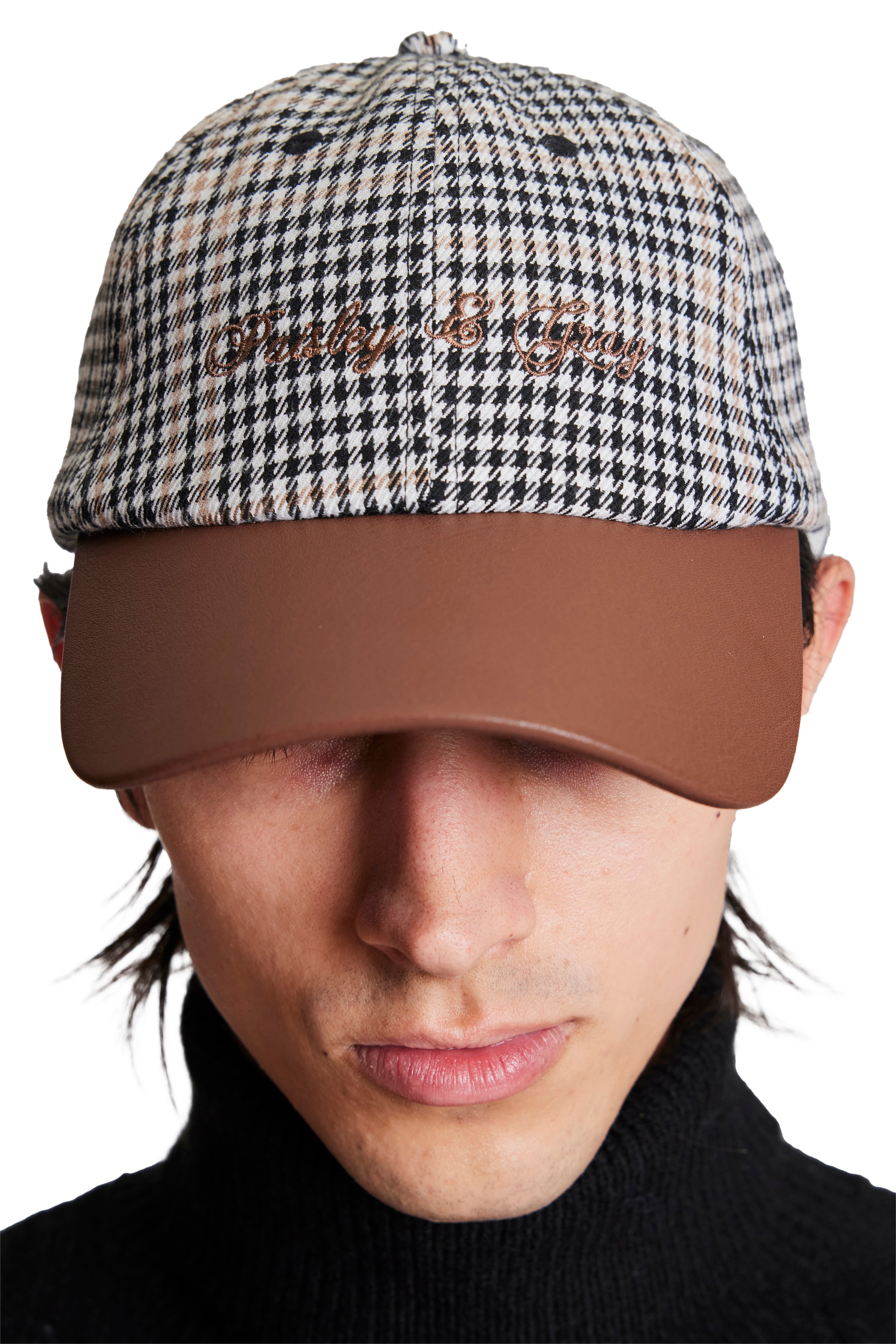 Colin Baseball Cap - Black Tan Houndstooth