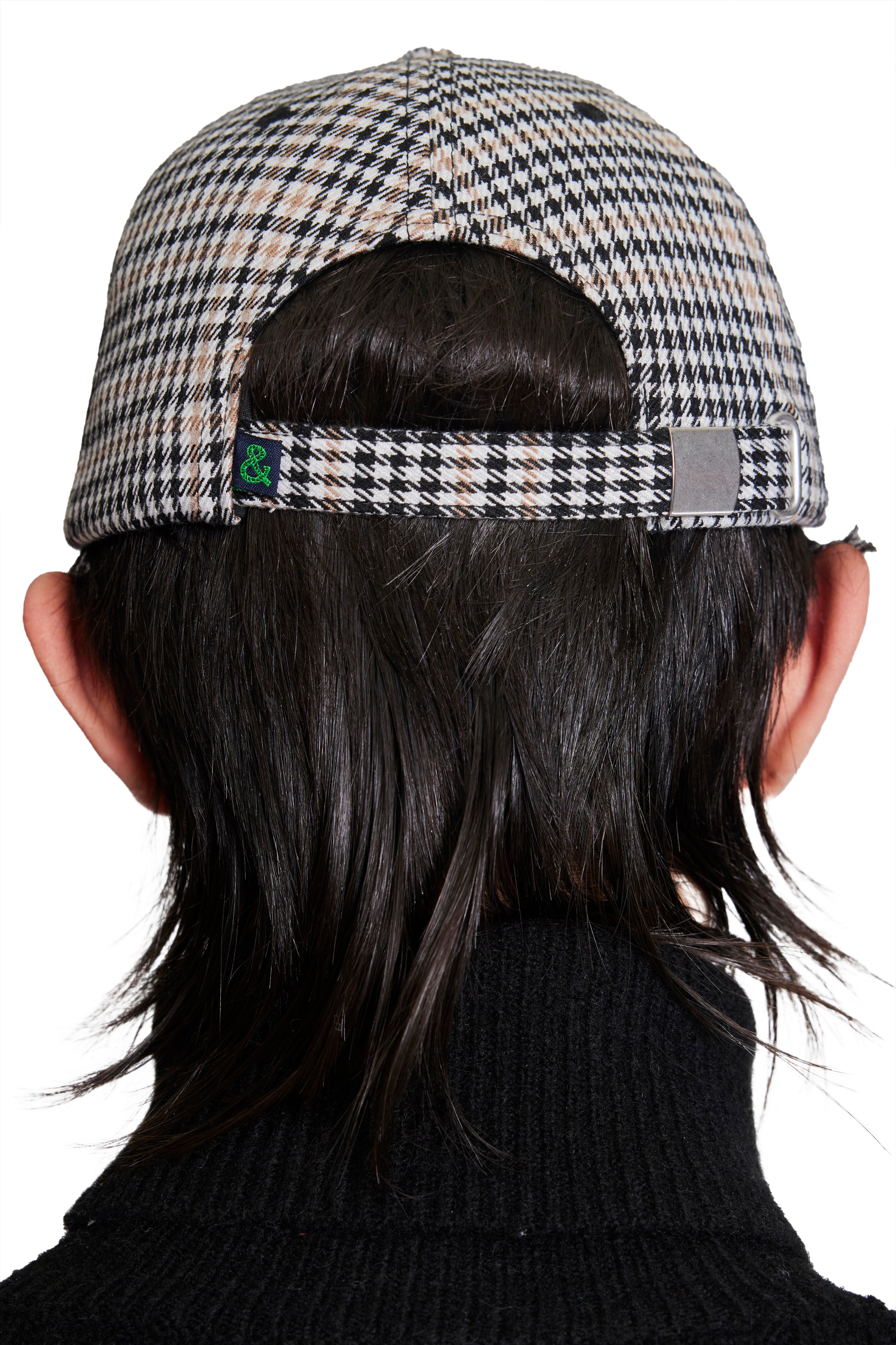 Colin Baseball Cap - Black Tan Houndstooth