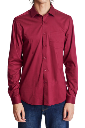 Samuel Spread Collar Shirt - Cranberry