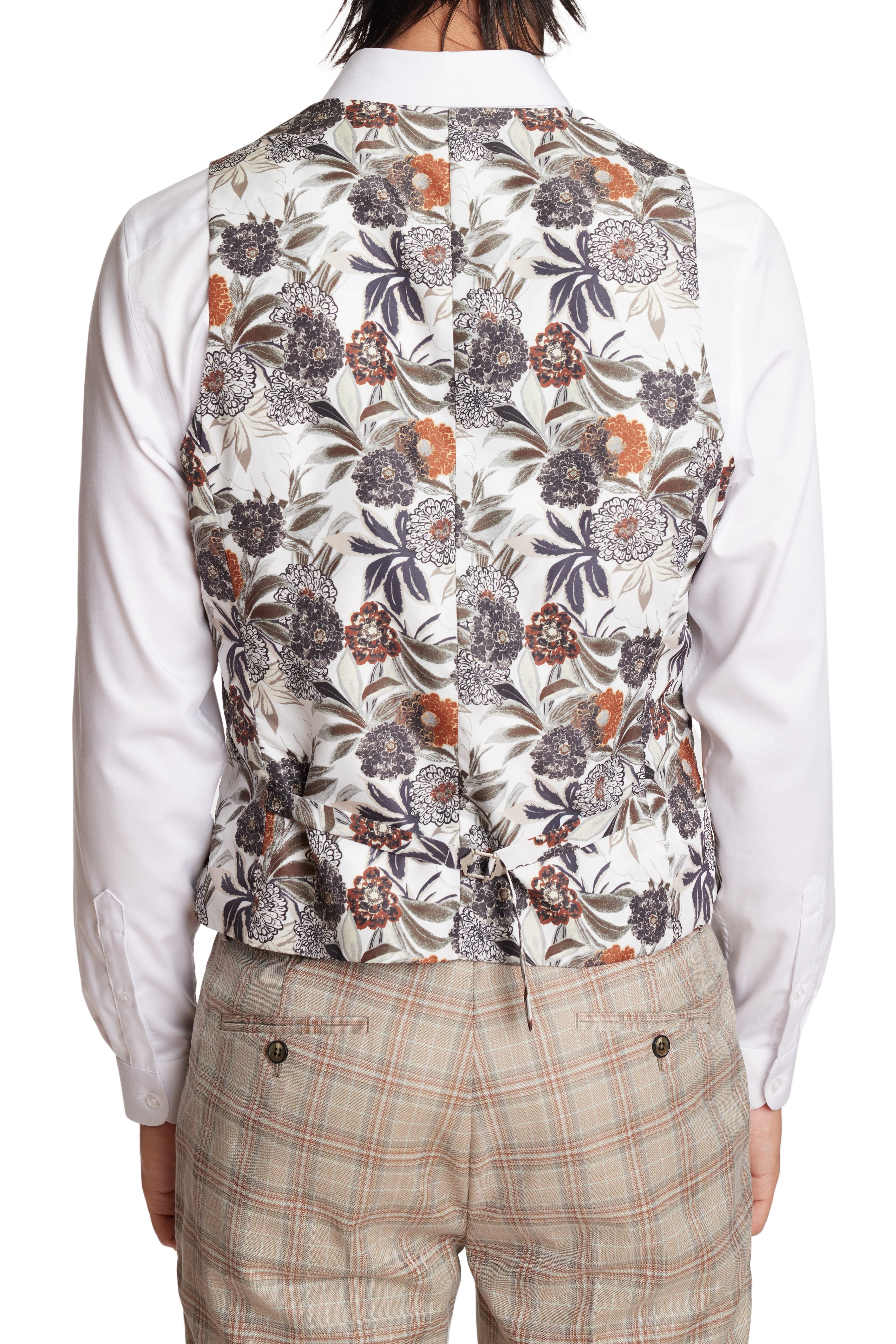 Marylebone DB Vest - slim - Lt Khaki Check