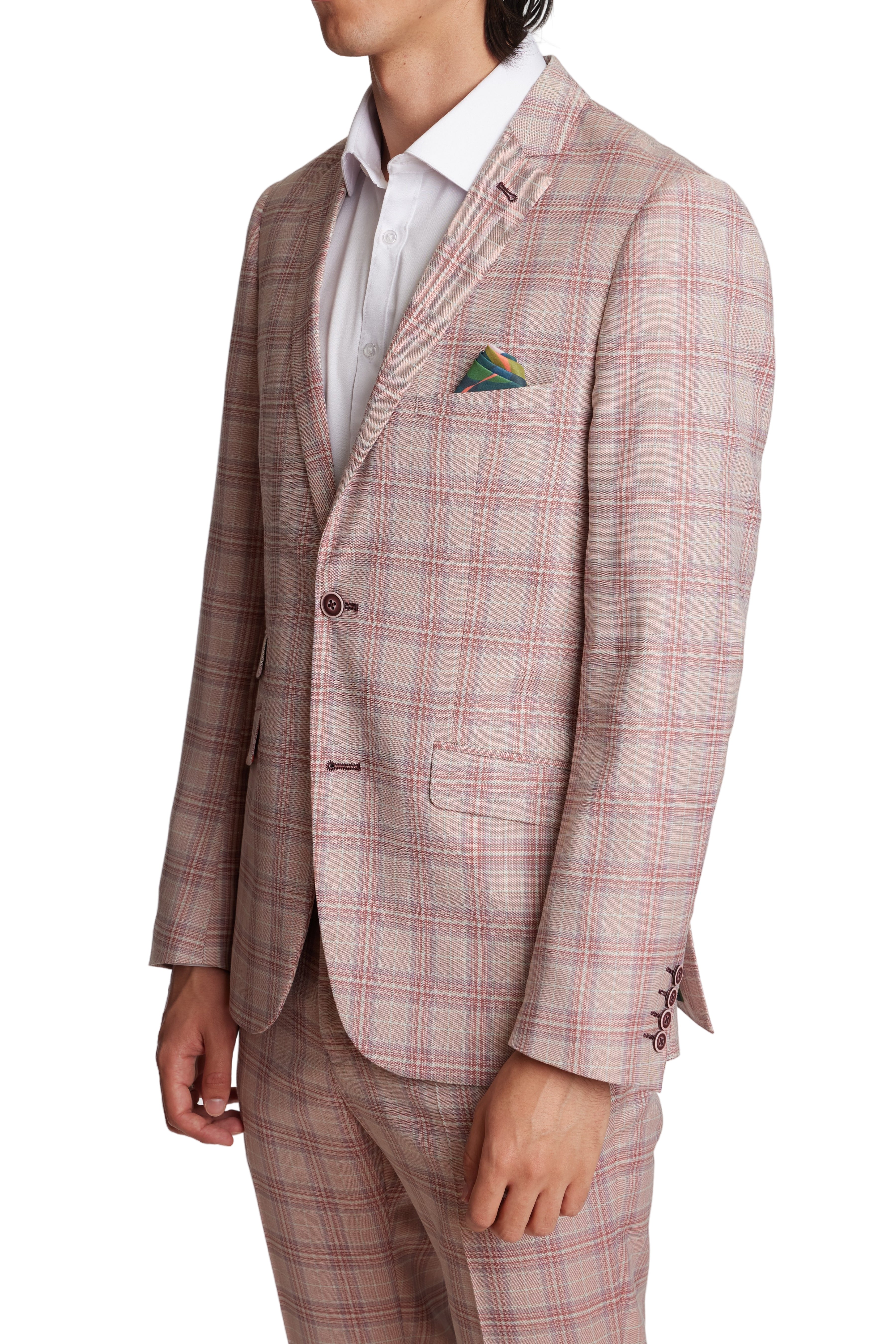 Dover Notch Jacket - slim - Pink Mauve Check