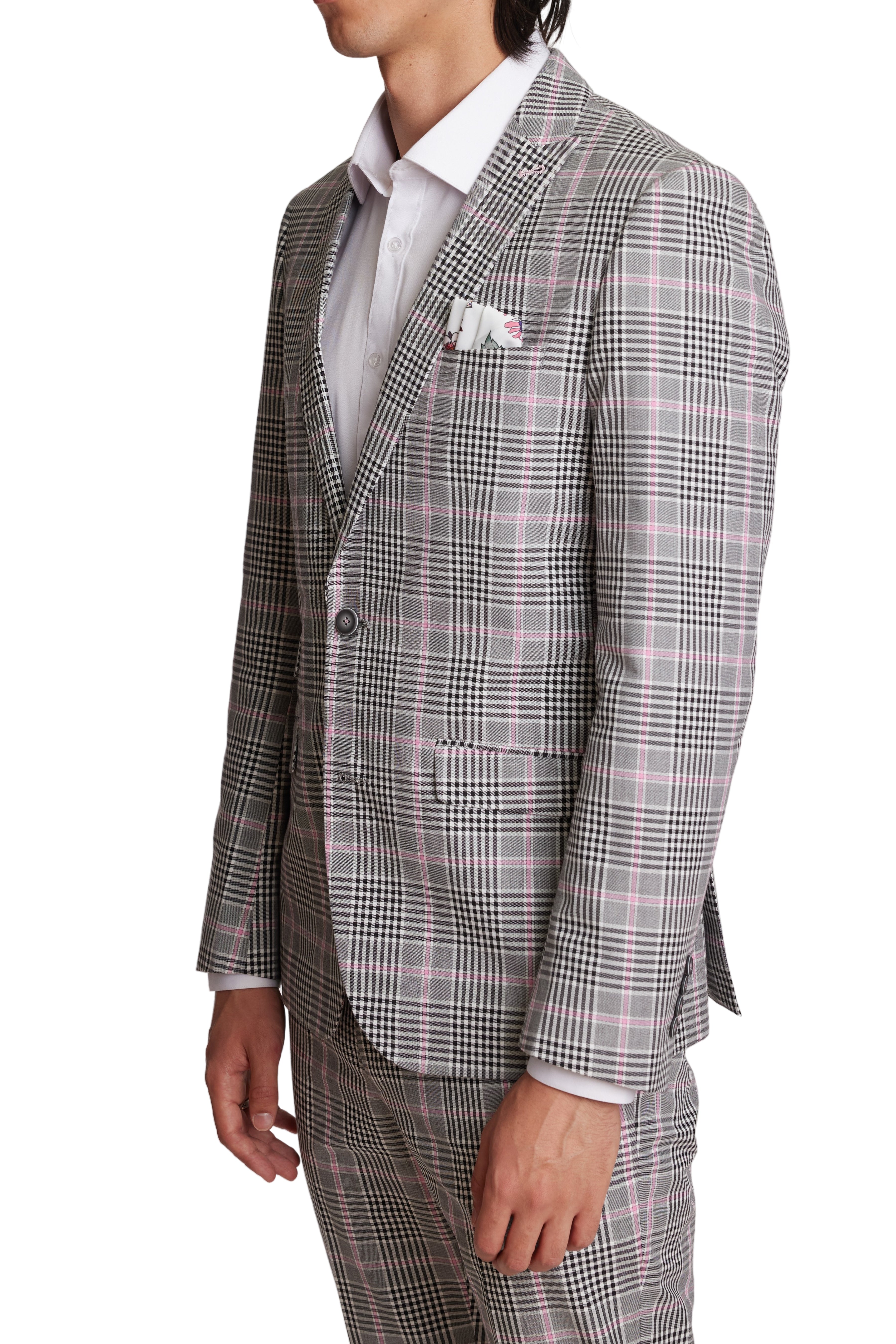 Ashton Peak Jacket - slim - Blk Wht Pink Glen Plaid