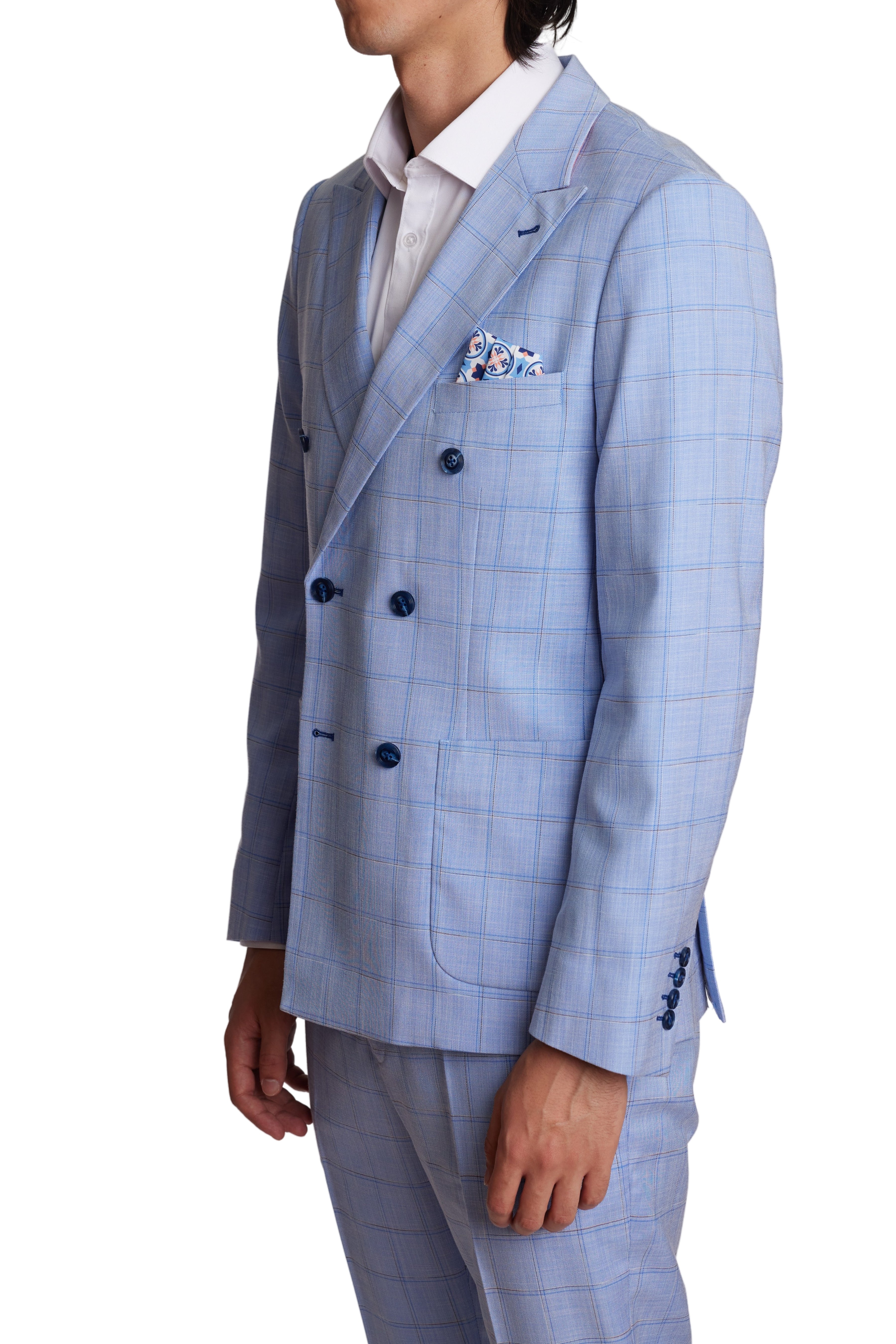 Big & Tall Soho Peak DB Jacket - Blue Double Check