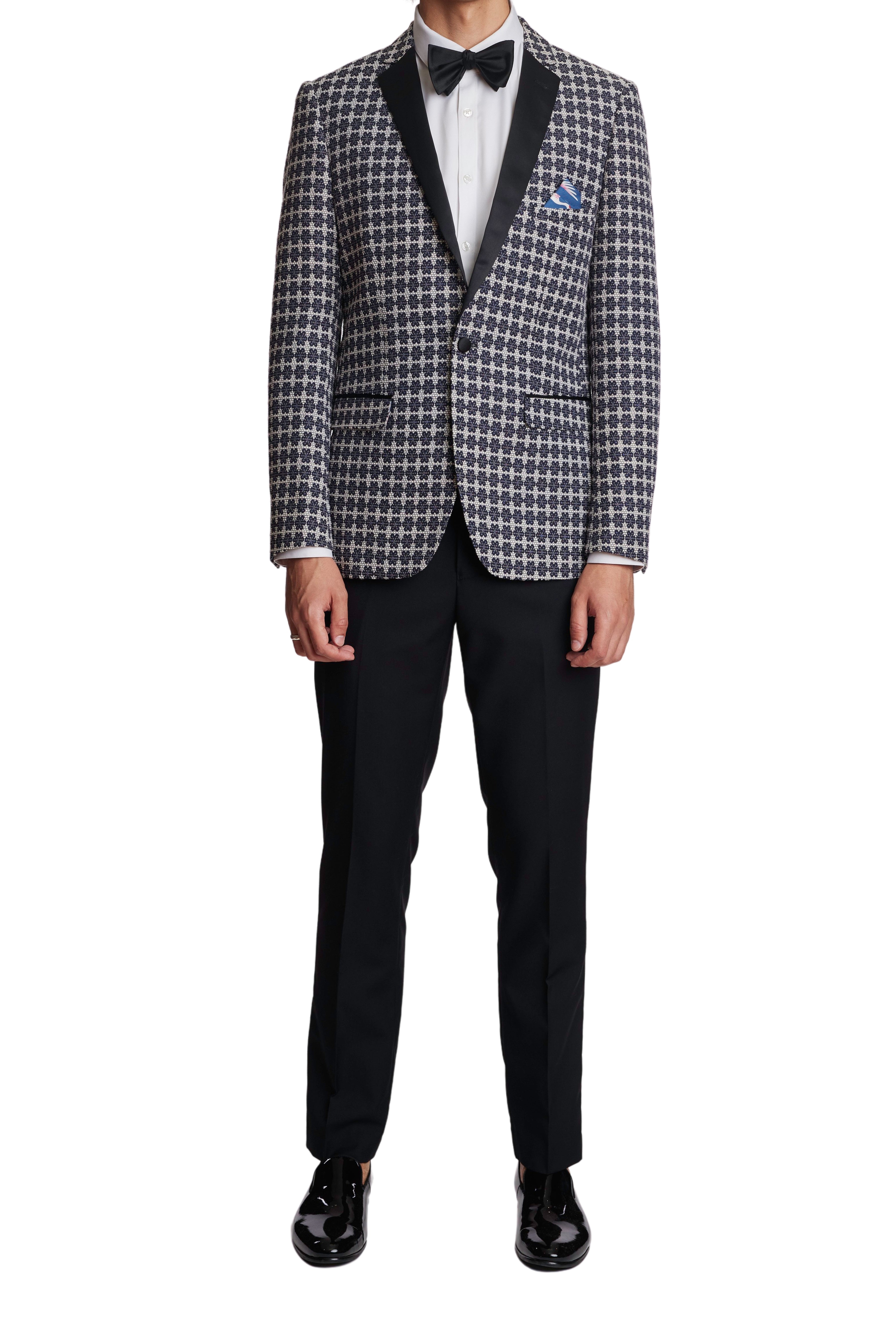 Osborne Notch Tux Jacket - slim - Blue White Flowers