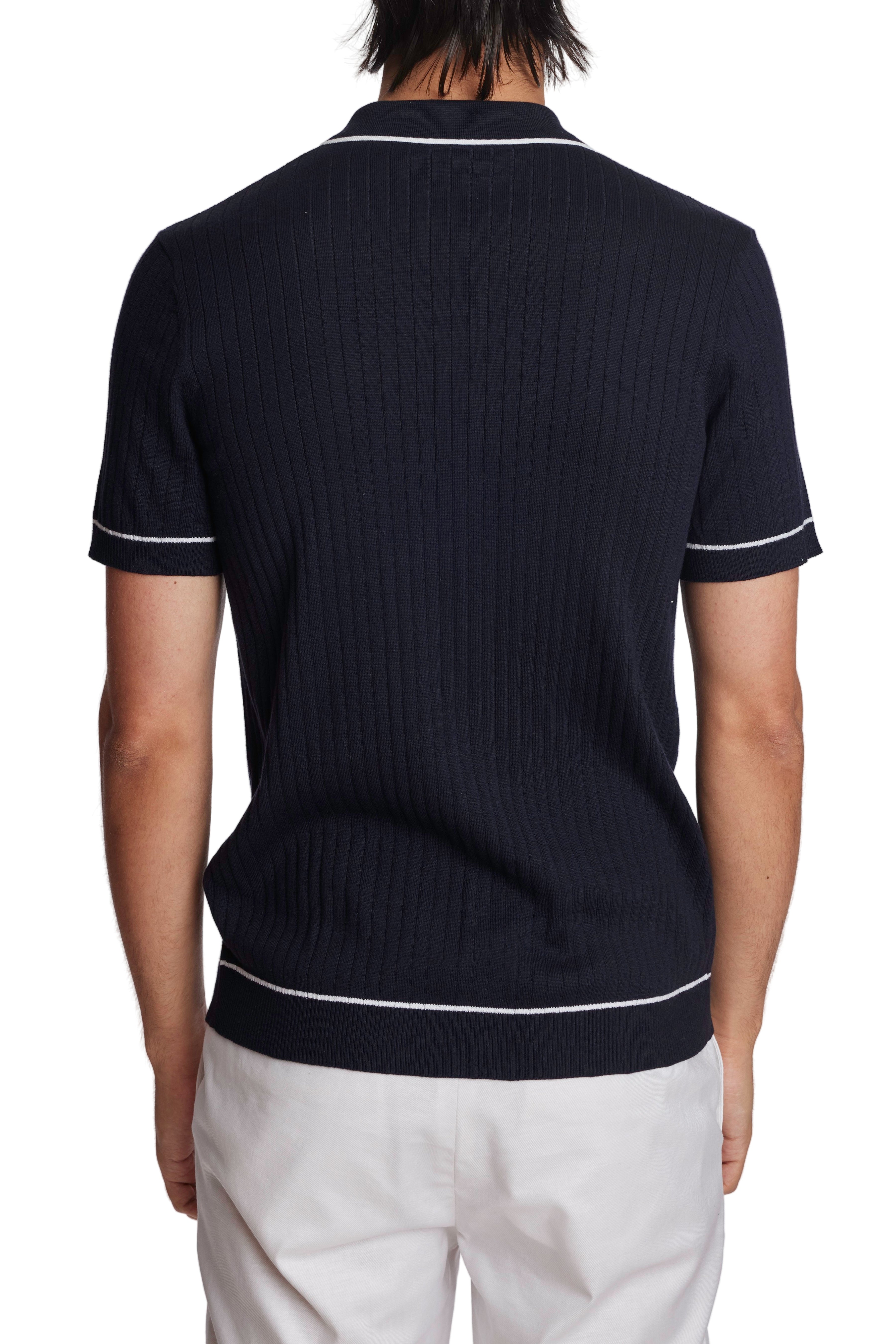 Full Placket Tipped Polo - Navy