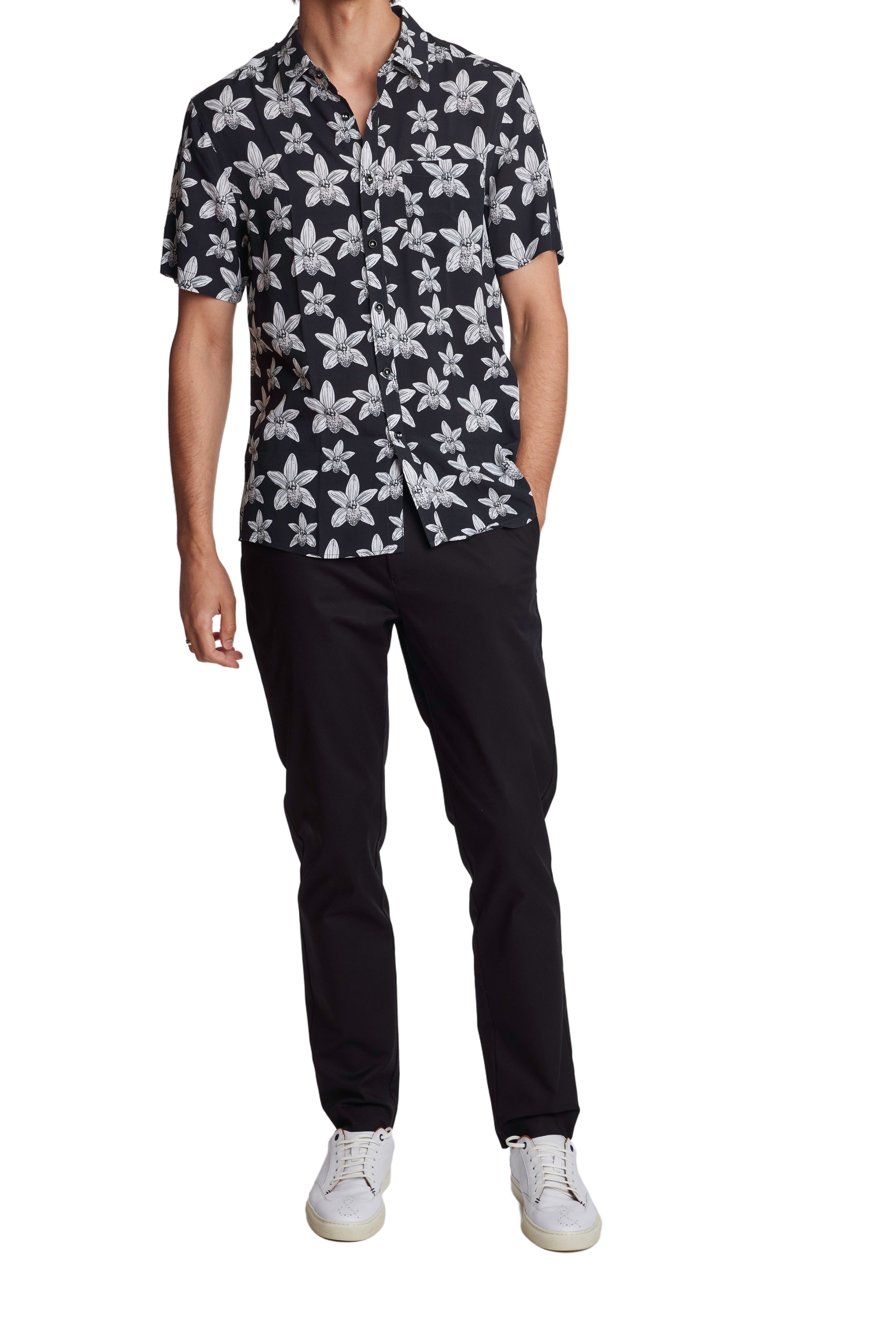 Soleil S/S Shirt - Black White Flowers