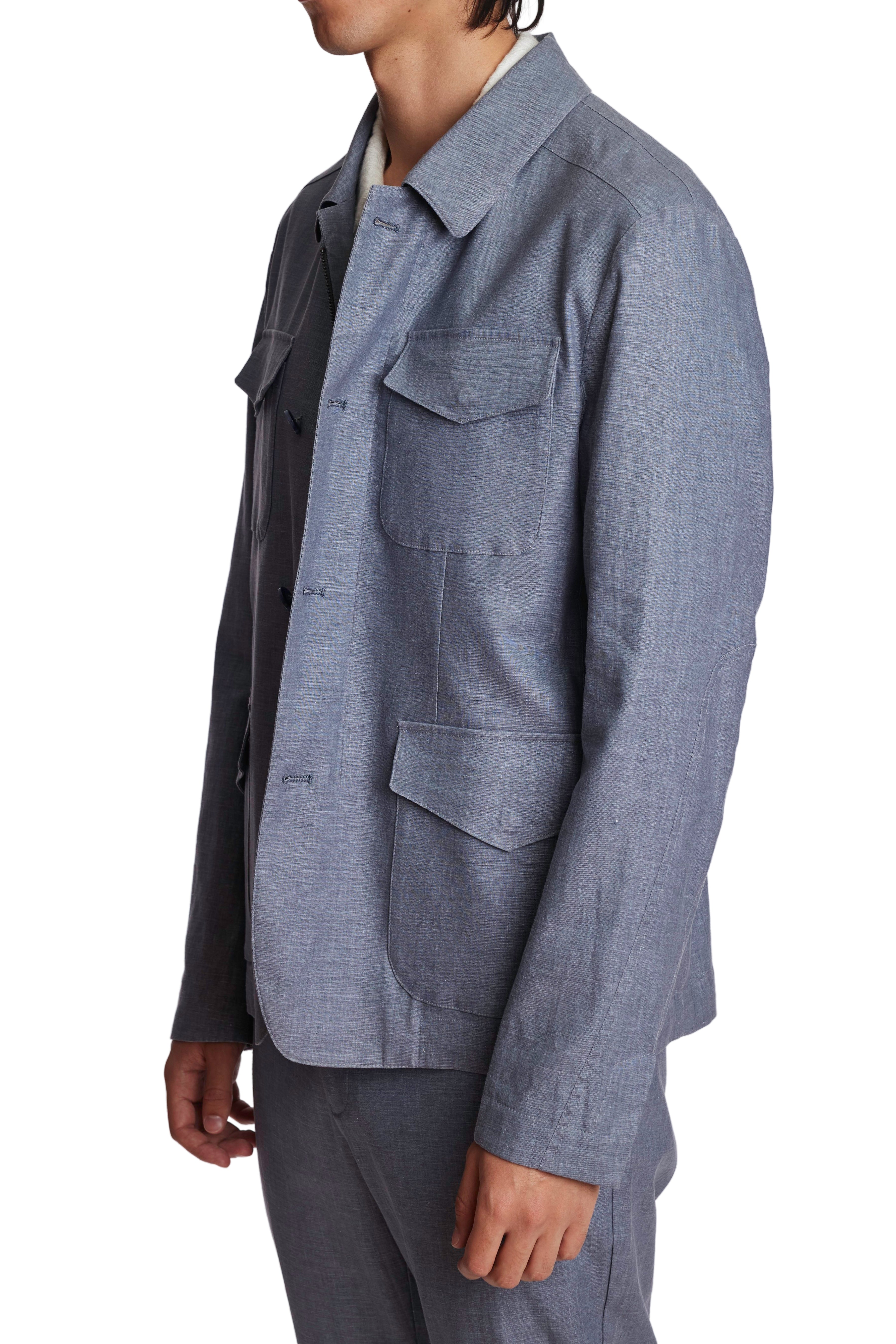 City 4 Pocket Jacket - slim - Steel Linen