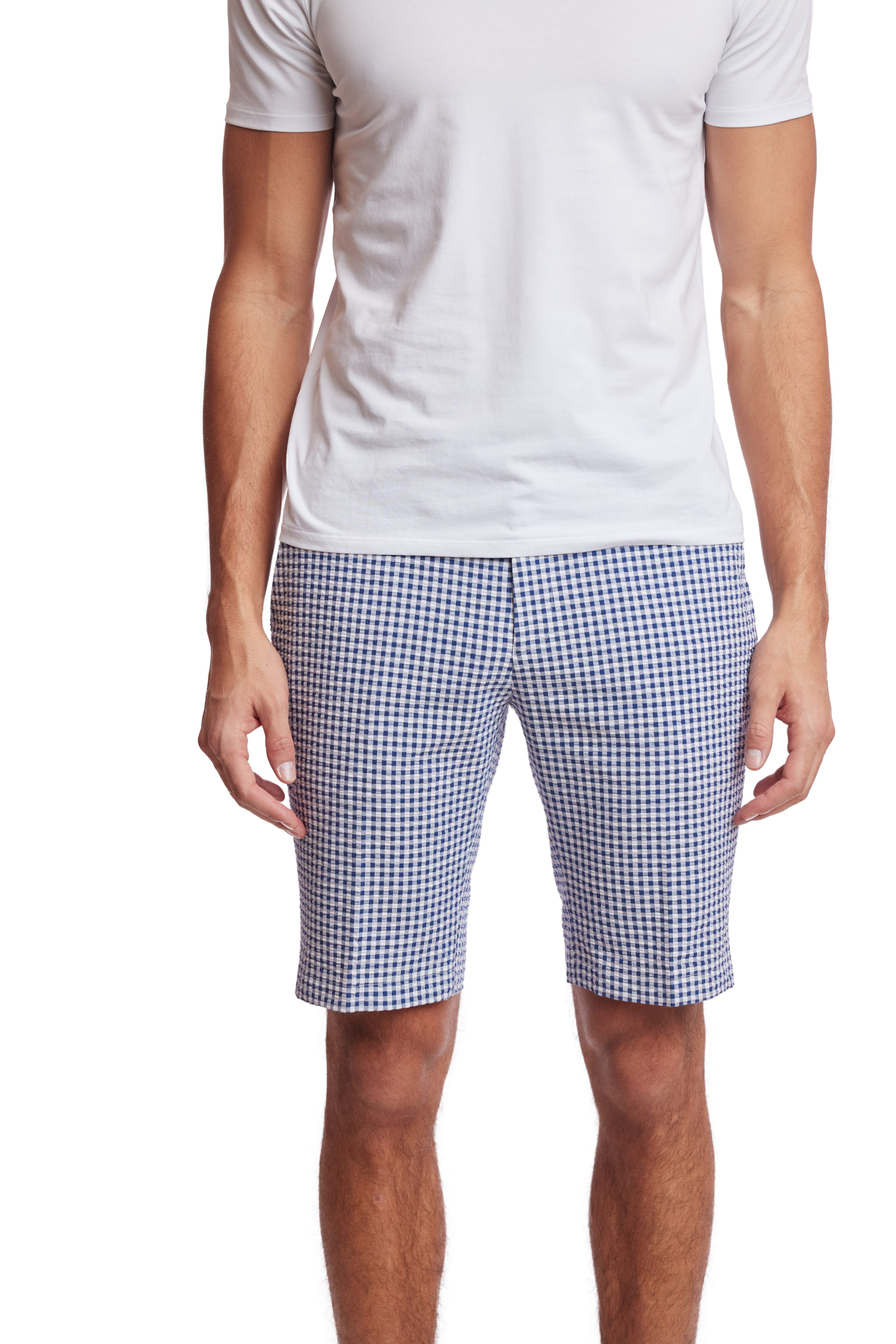 Fairview Shorts - slim - Navy Wht Seersucker Gingham