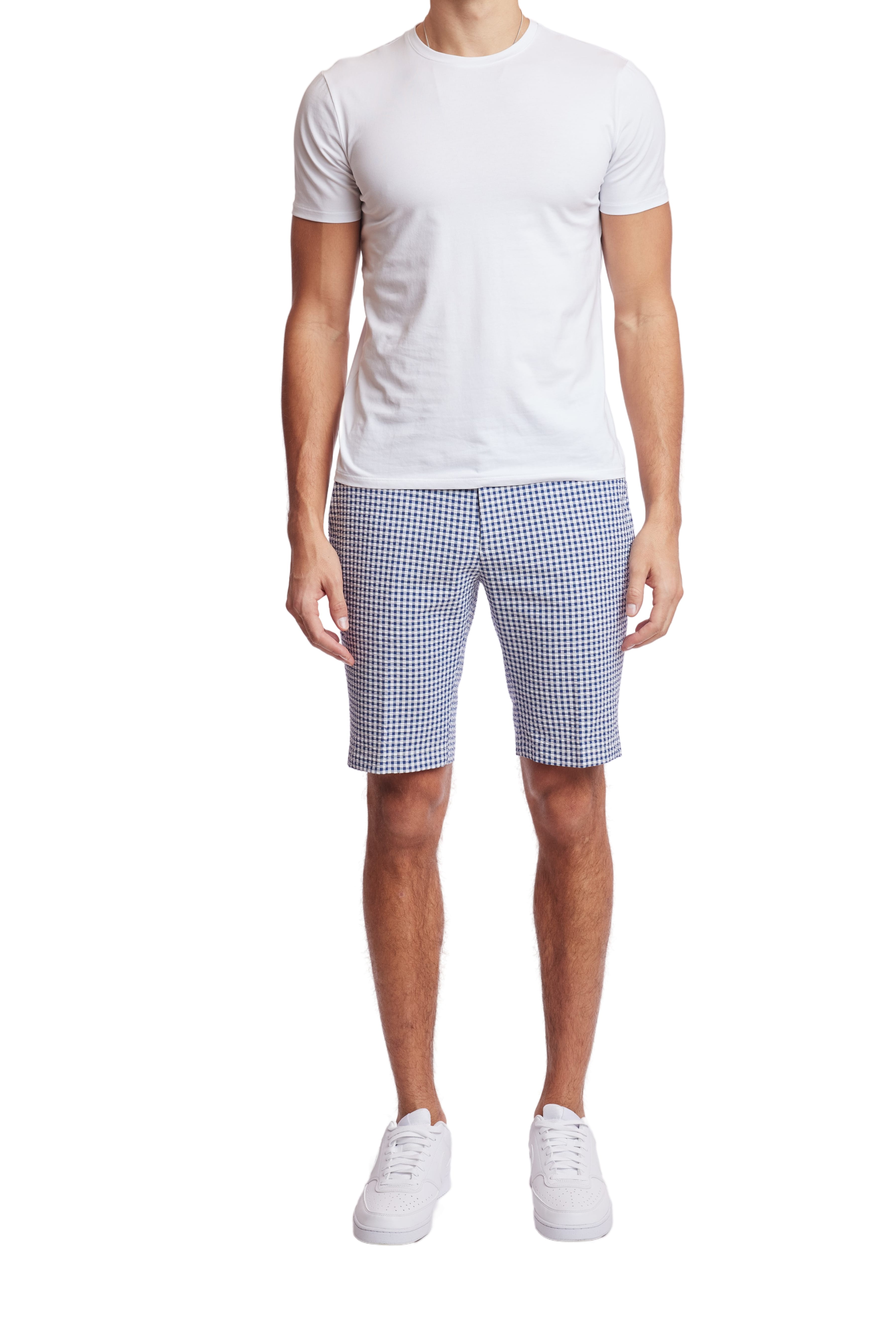 Fairview Shorts - slim - Navy Wht Seersucker Gingham