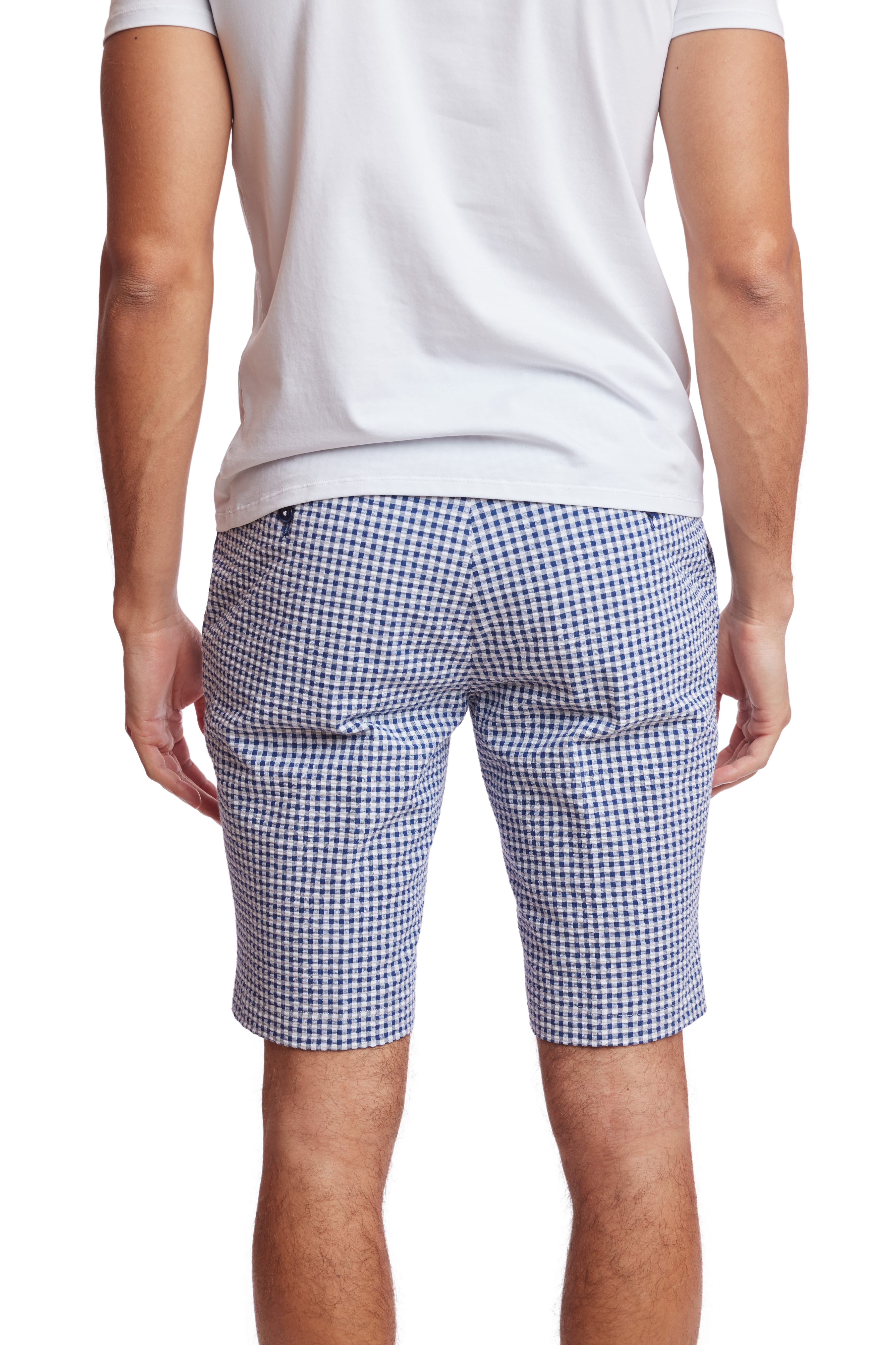 Fairview Shorts - slim - Navy Wht Seersucker Gingham