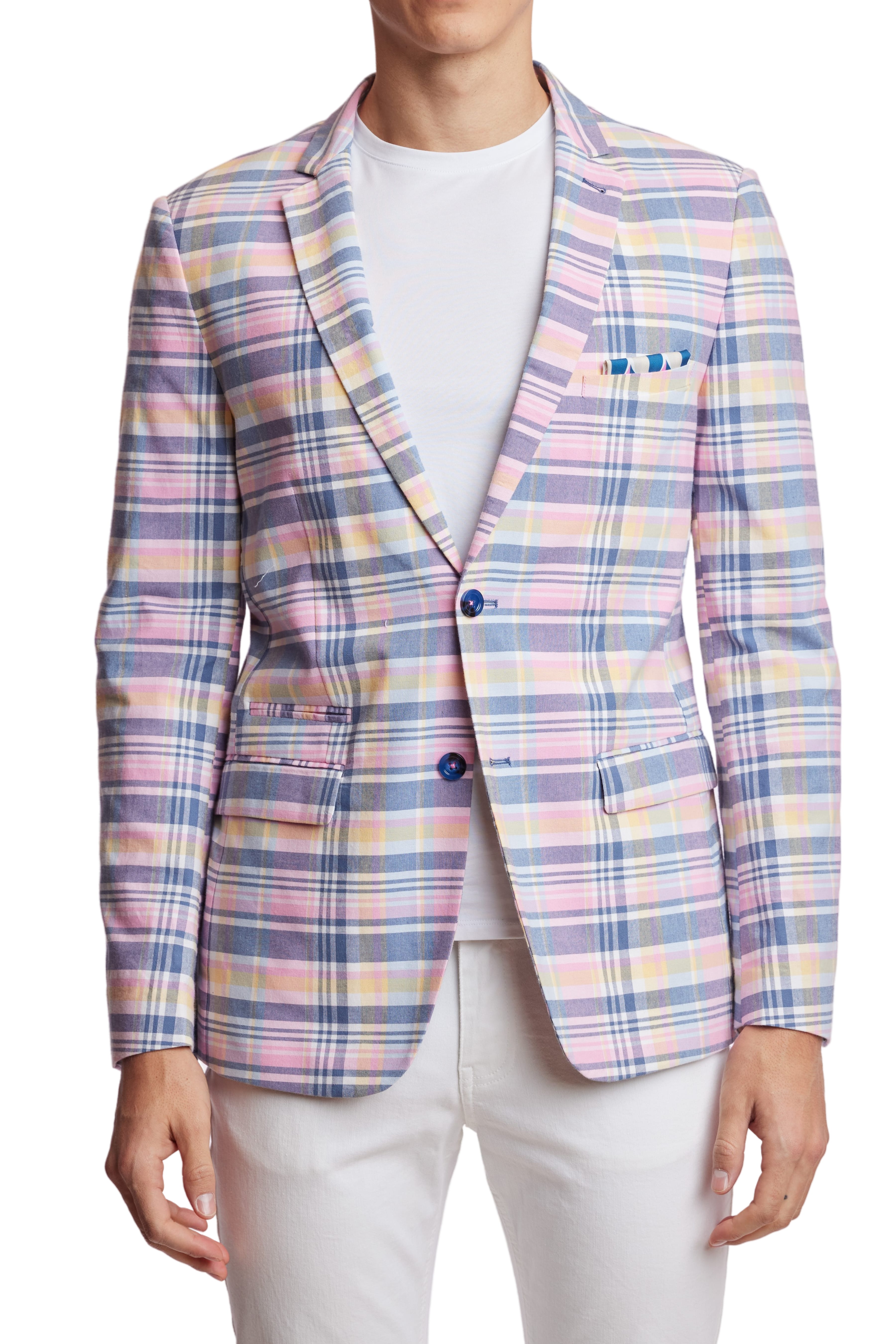 Dover Notch Jacket - slim - Pink Yellow Madras