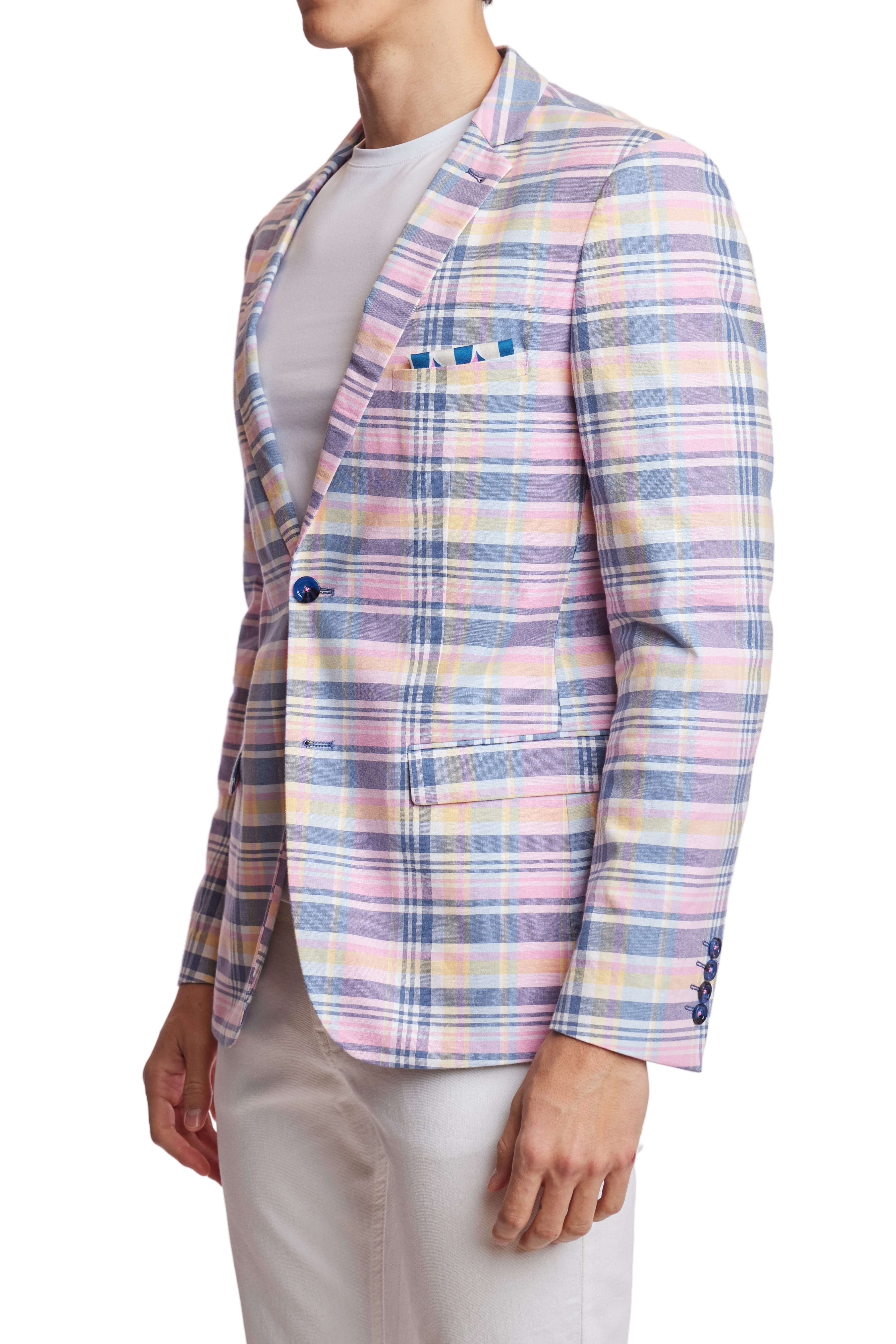 Dover Notch Jacket - slim - Pink Yellow Madras