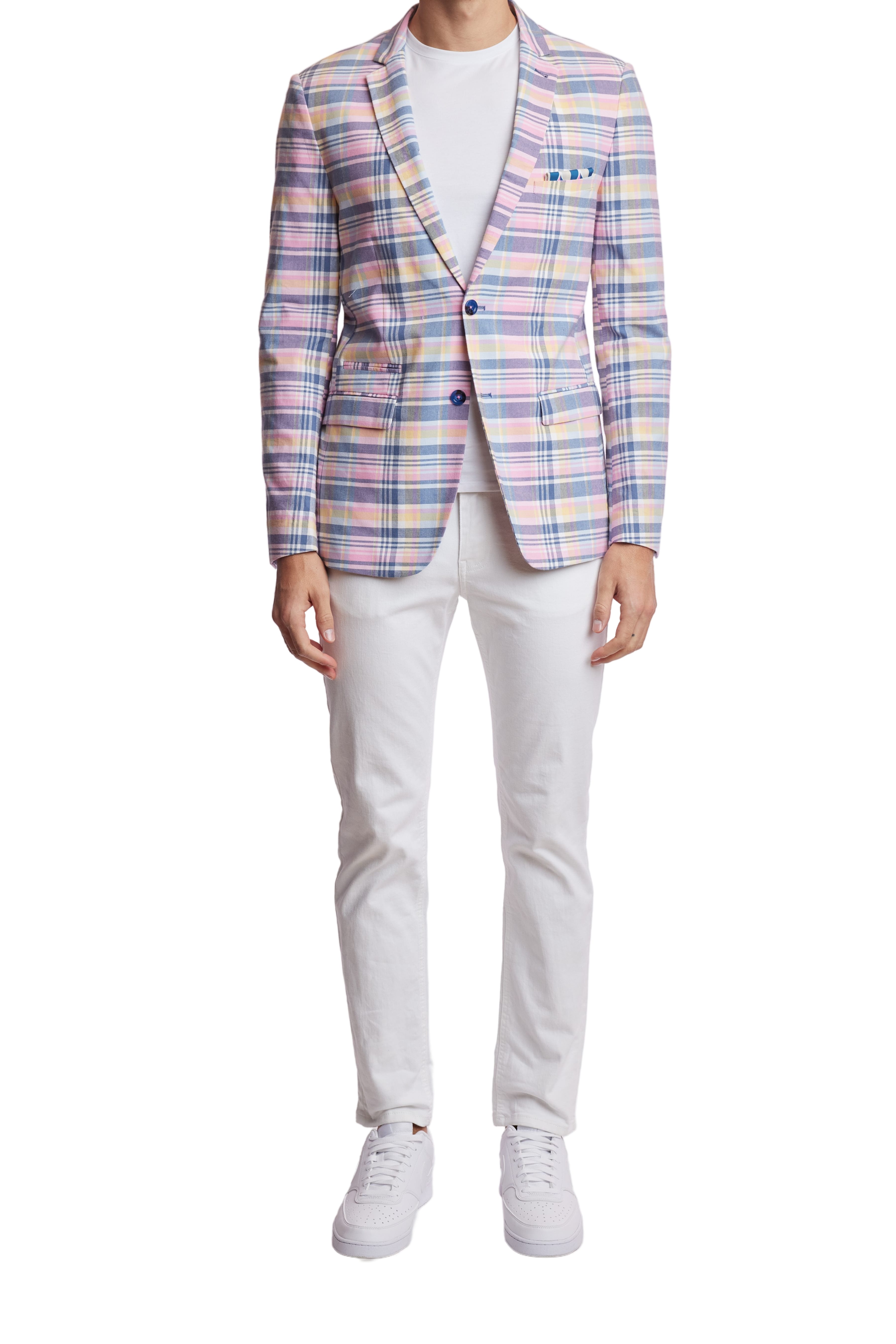 Dover Notch Jacket - slim - Pink Yellow Madras