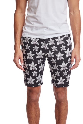 Felix Shorts - slim - Black White Flowers