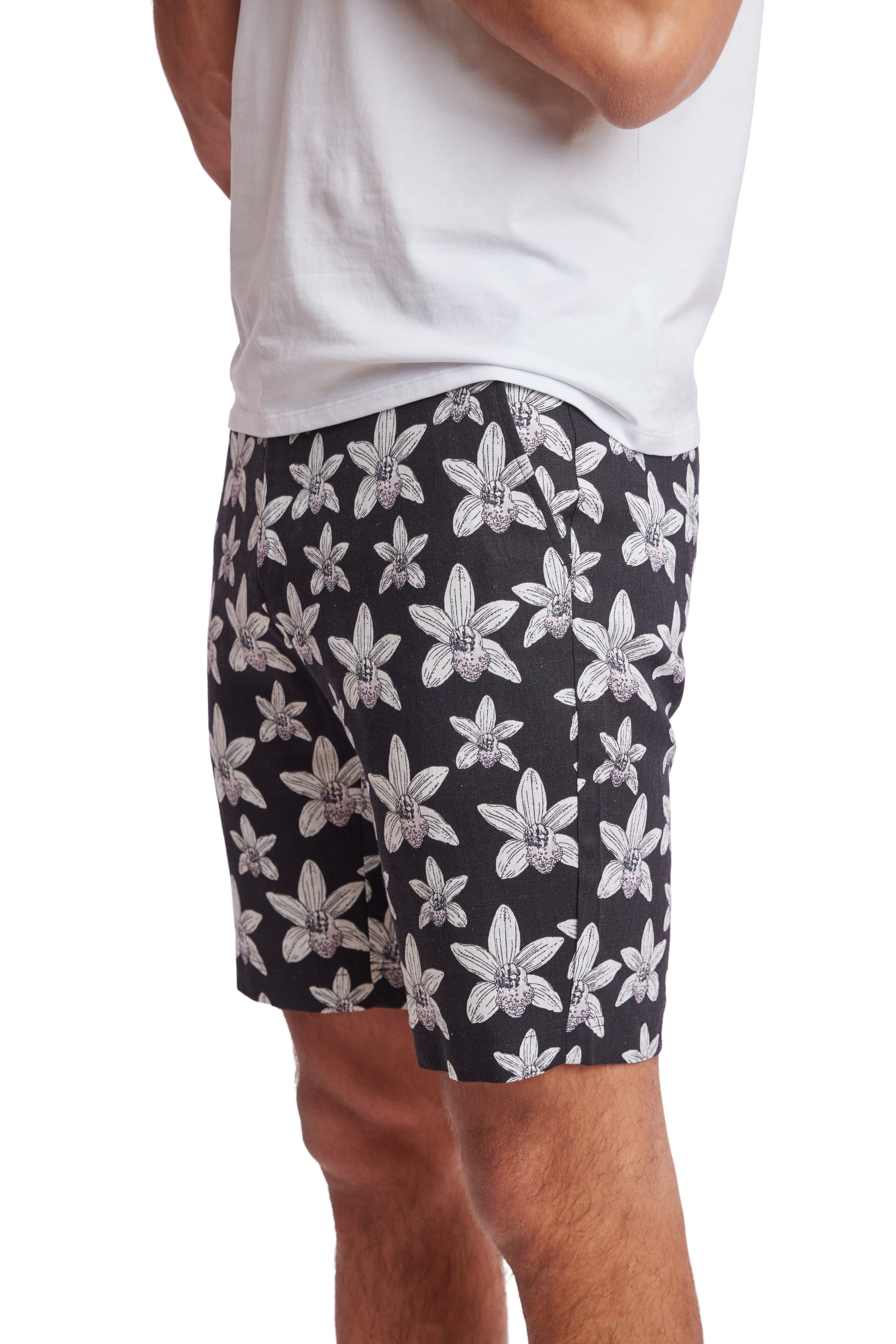 Felix Shorts - slim - Black White Flowers