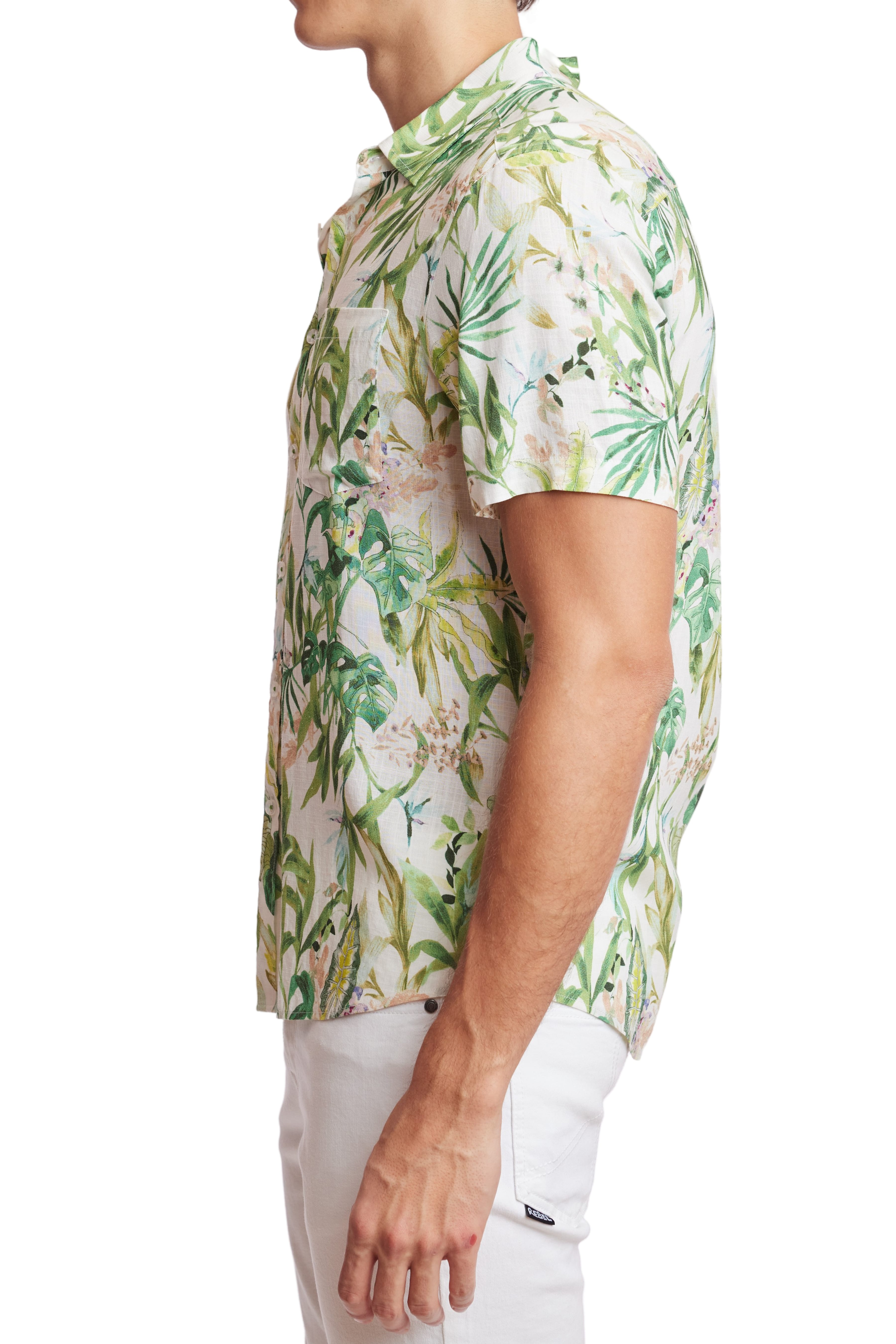 Soleil S/S Shirt - Green Yellow Tropics