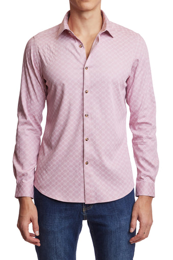 Samuel Spread Collar Shirt - Pink White