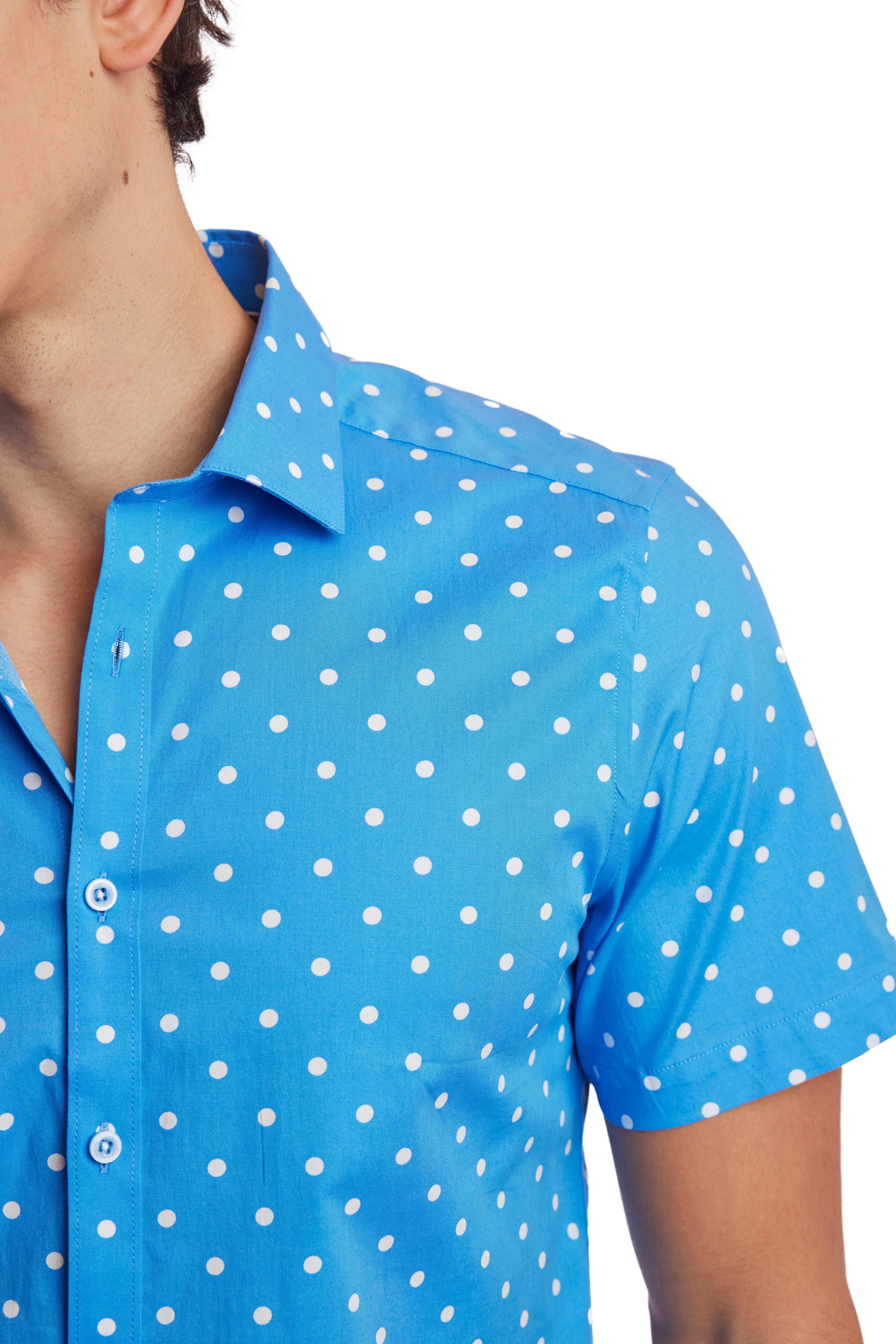 Sawyer S/S Shirt - Sky Polka Dots