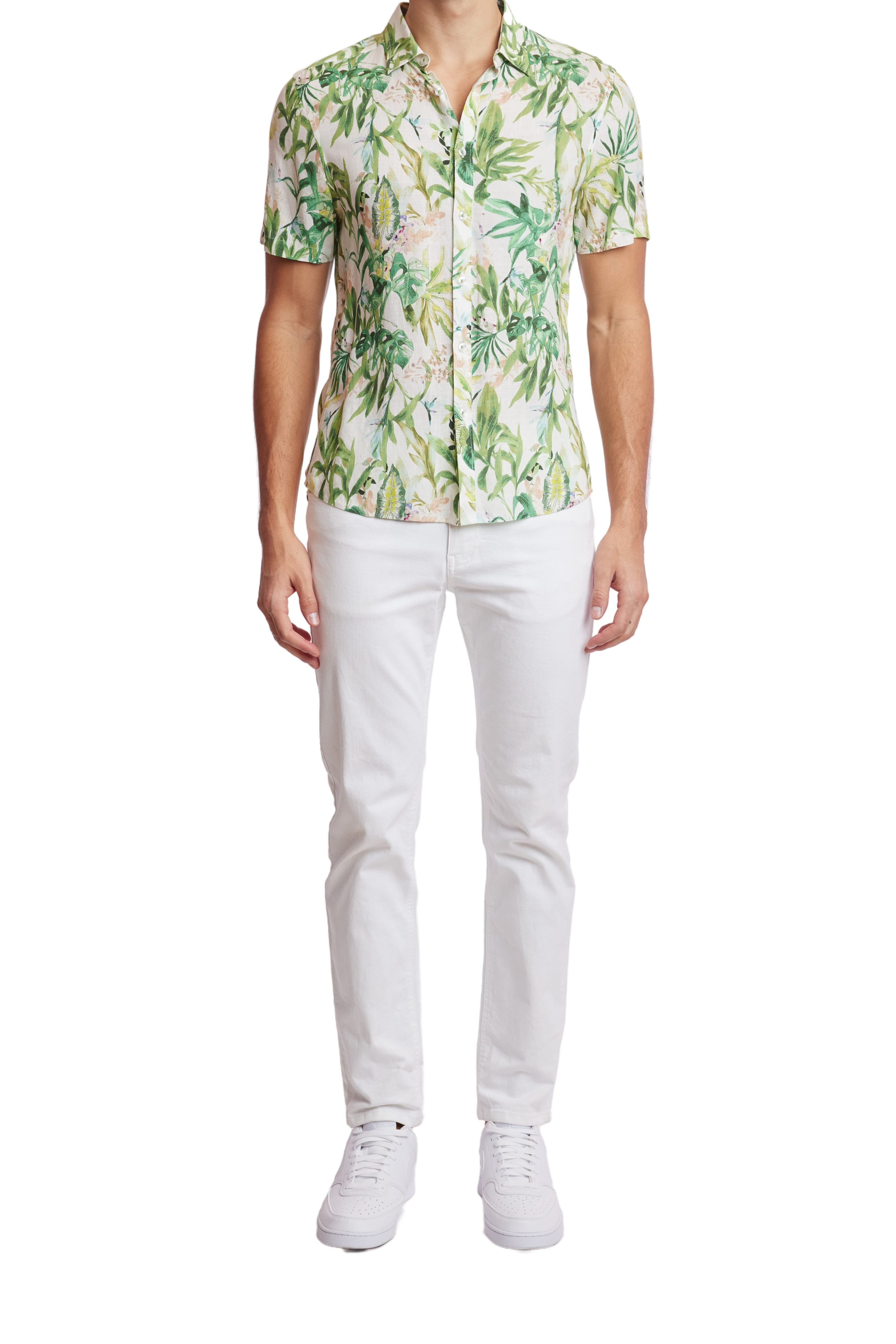 Soleil S/S Shirt - Green Yellow Tropics