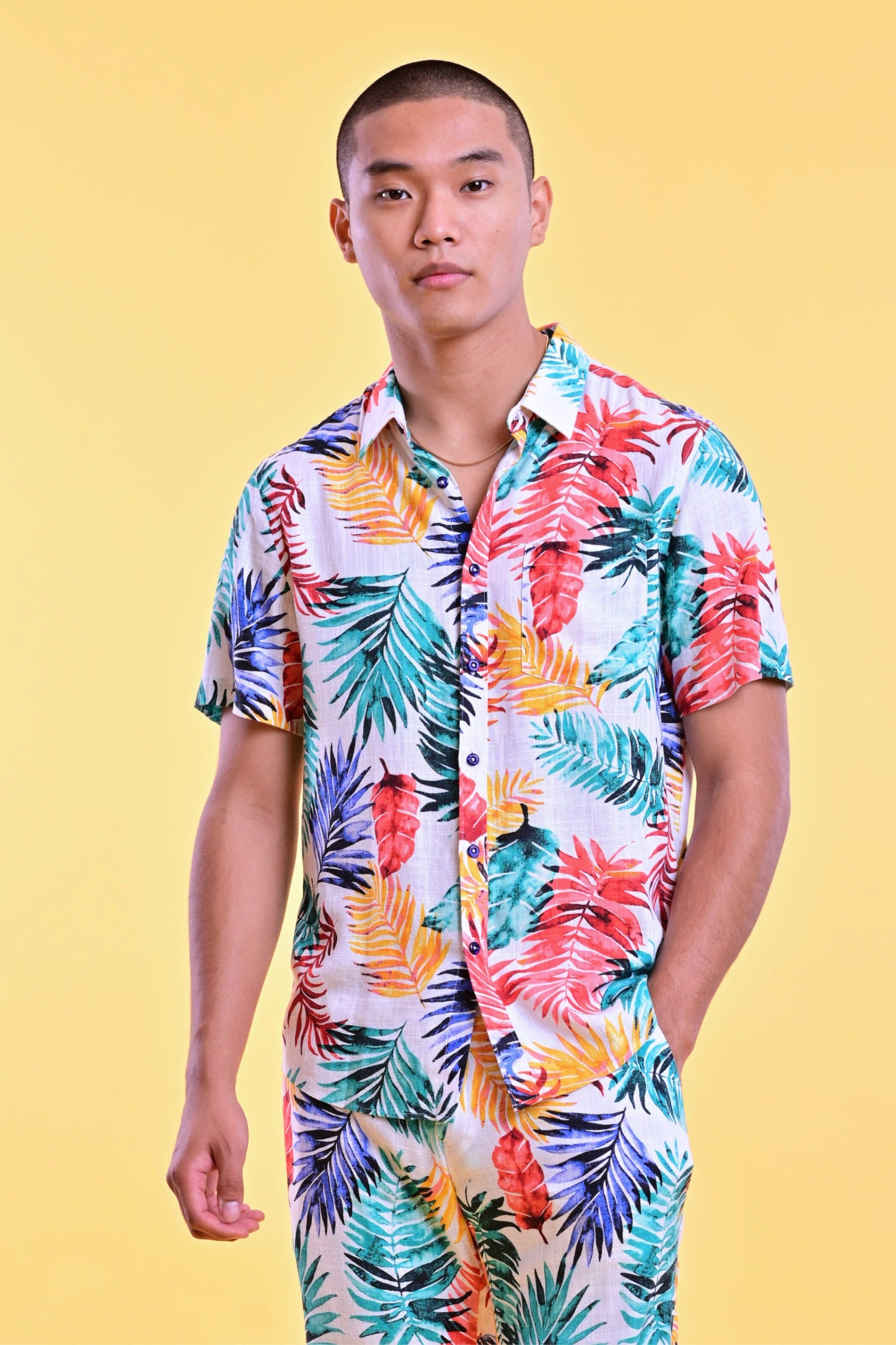 Soleil S/S Shirt - Multicolor Leaves