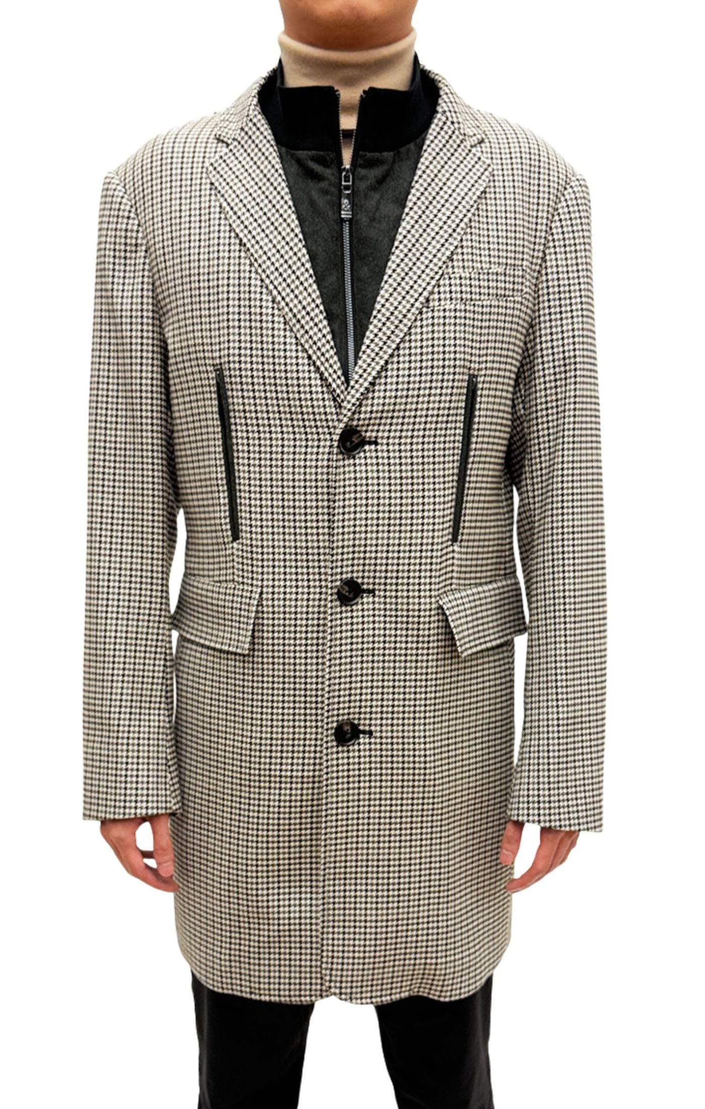 Alexander Coat - Removable Bib - slim - Brown Green Houndstooth