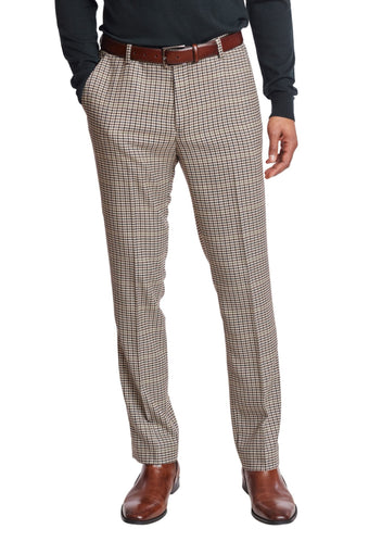 Downing Pants - slim - Brown Green Houndstooth