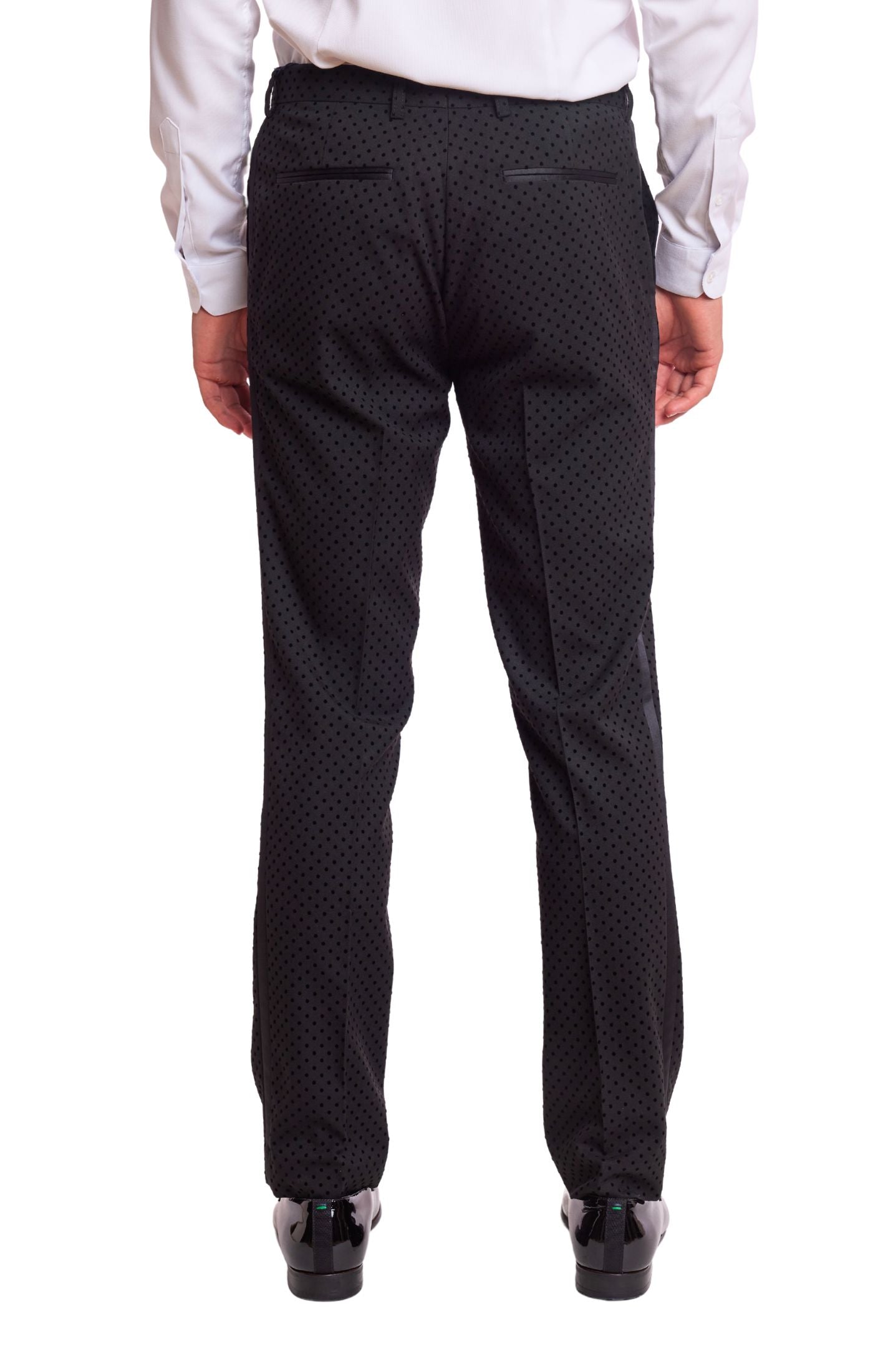 Sloane Tux Pants  - slim - Black Velvet Dots