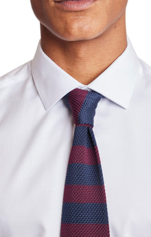  Stanley Knit Tie - Navy Malbec Stripe