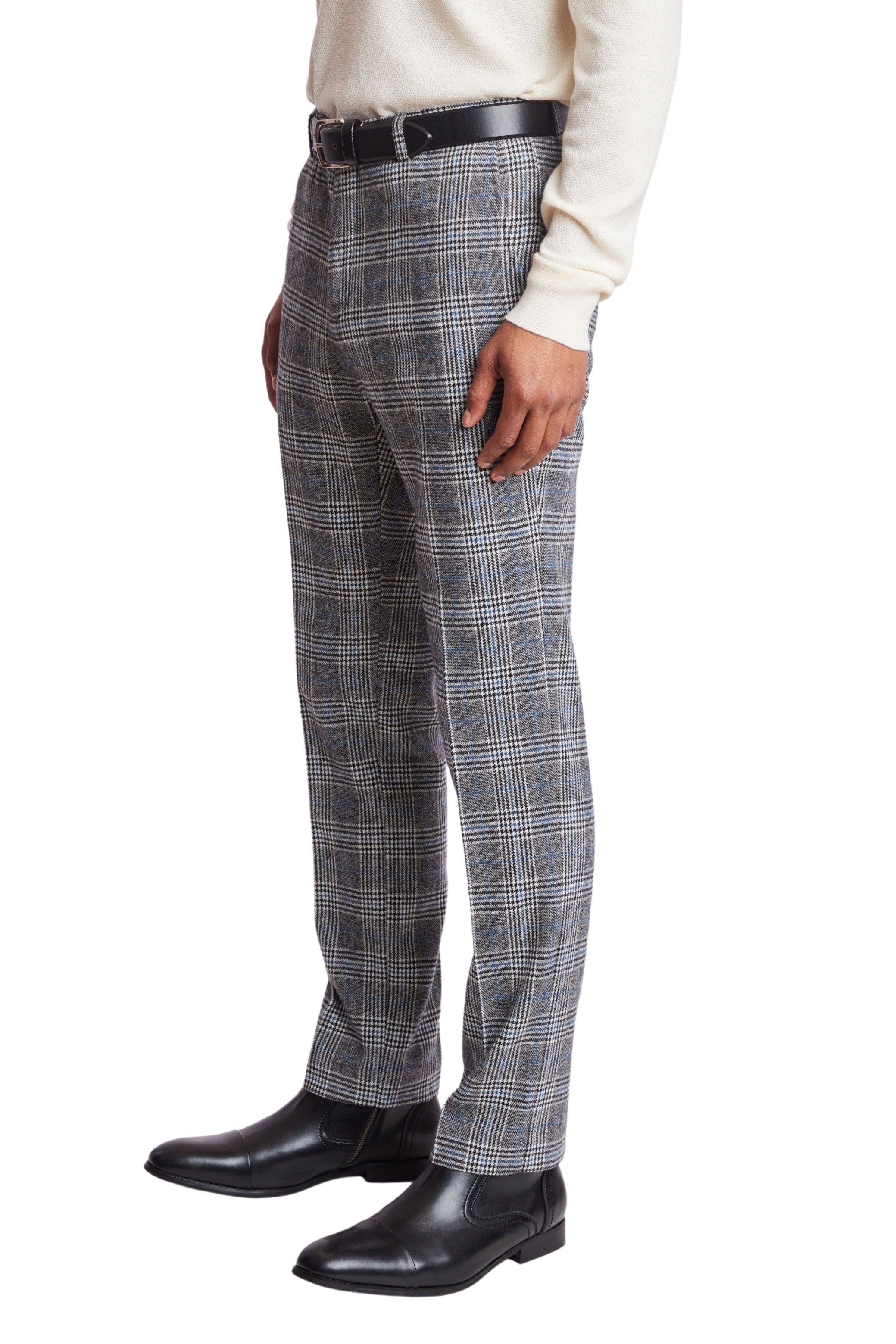 Downing Pants - slim - Black Arctic Blue Check