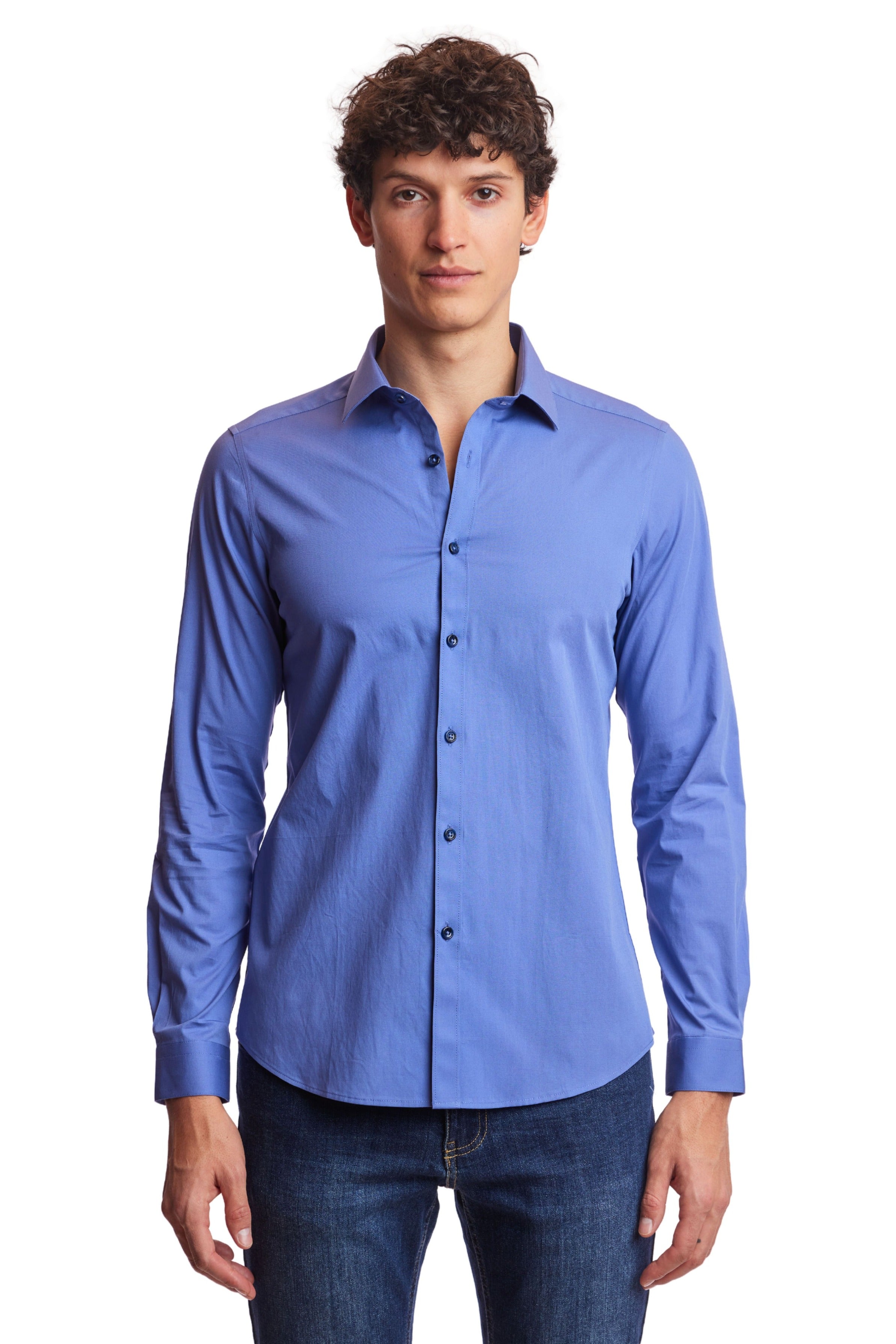 Samuel Spread Collar Shirt - Blue