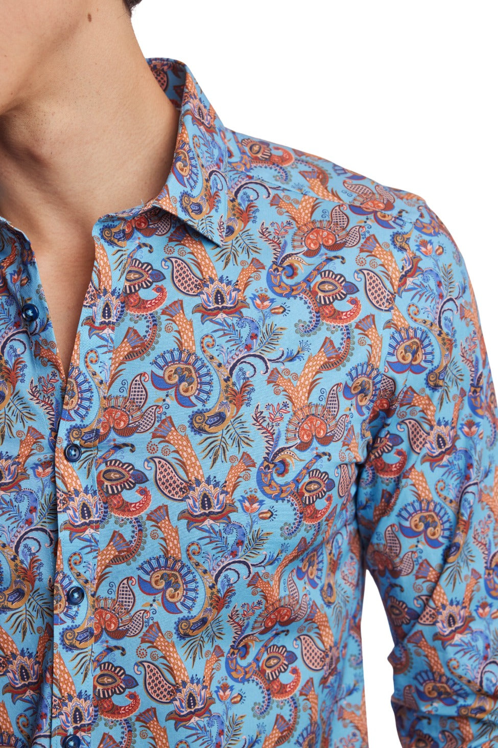 Samuel Spread Collar Shirt - Lt Blue Multi