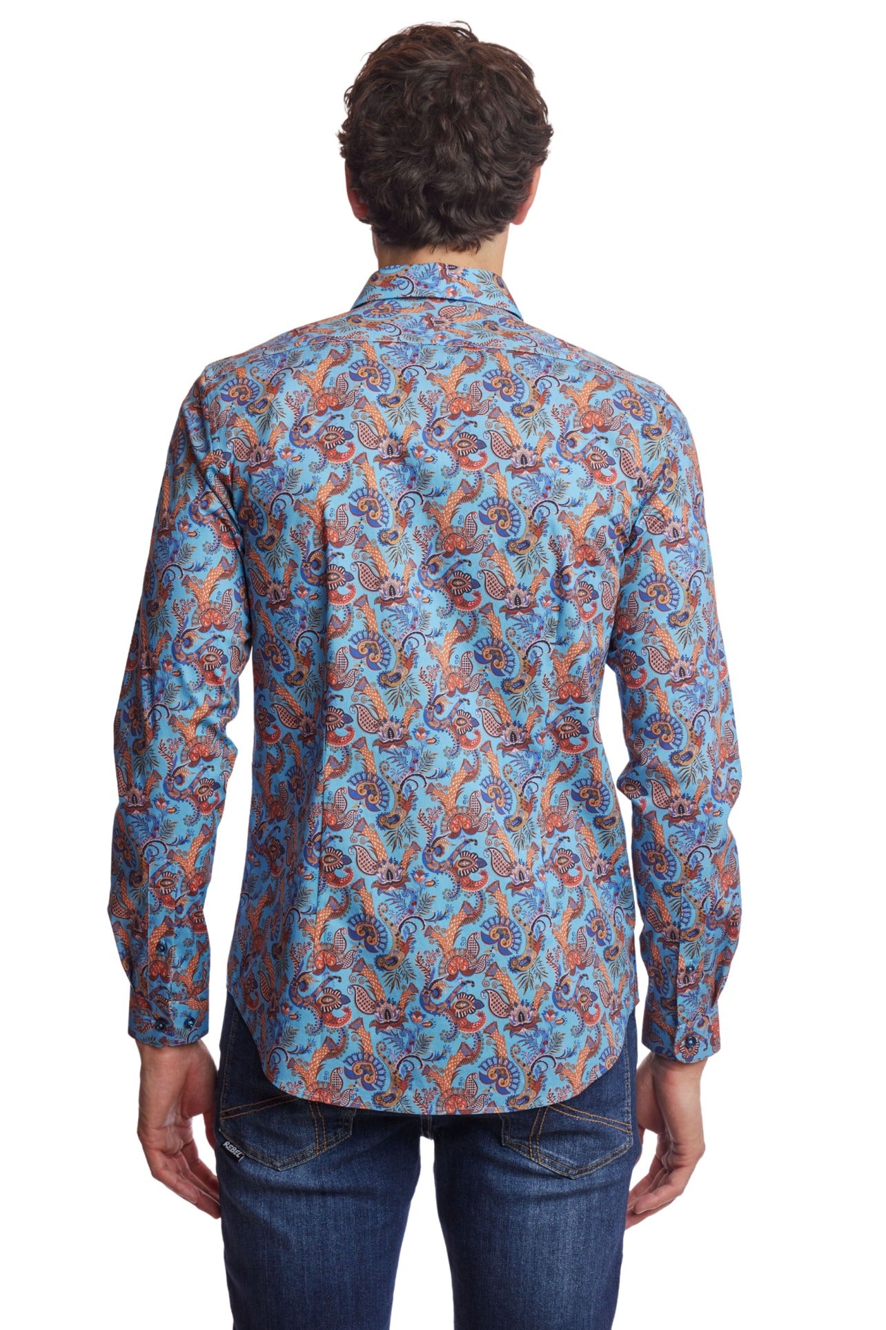 Samuel Spread Collar Shirt - Lt Blue Multi