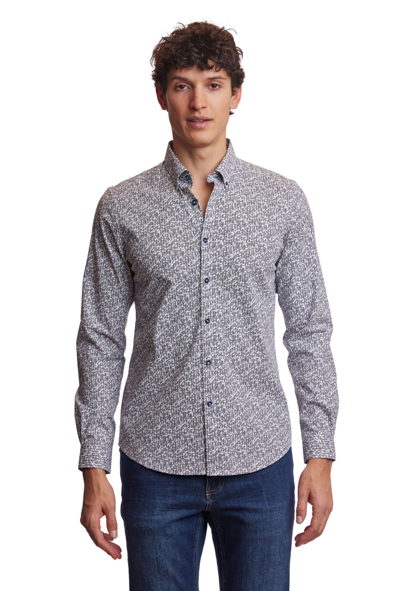 Brian Button Down Shirt - Navy Triangle