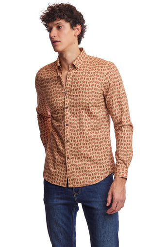 Brian Button Down Shirt - Lt Camel Brown