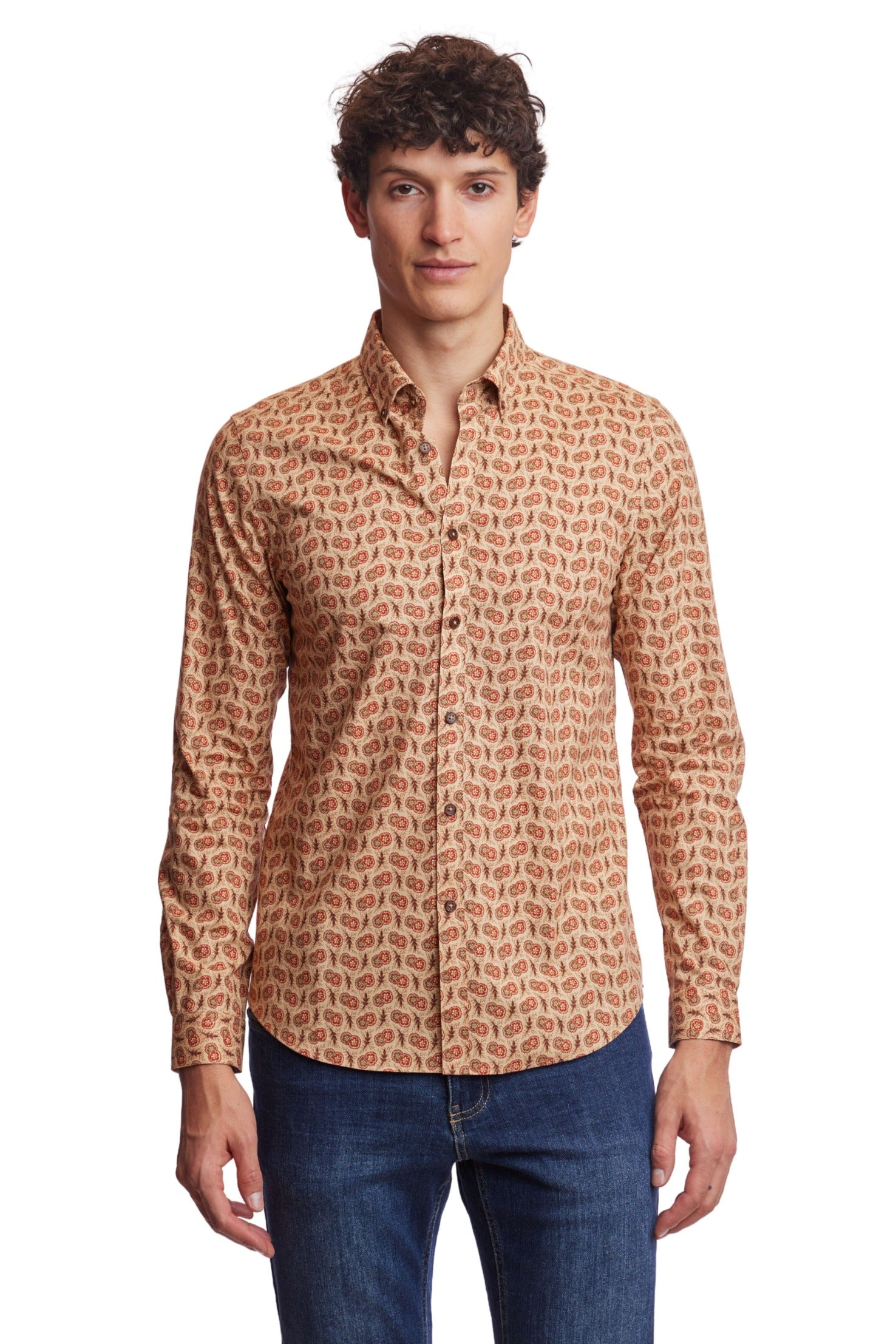 Brian Button Down Shirt - Lt Camel Brown