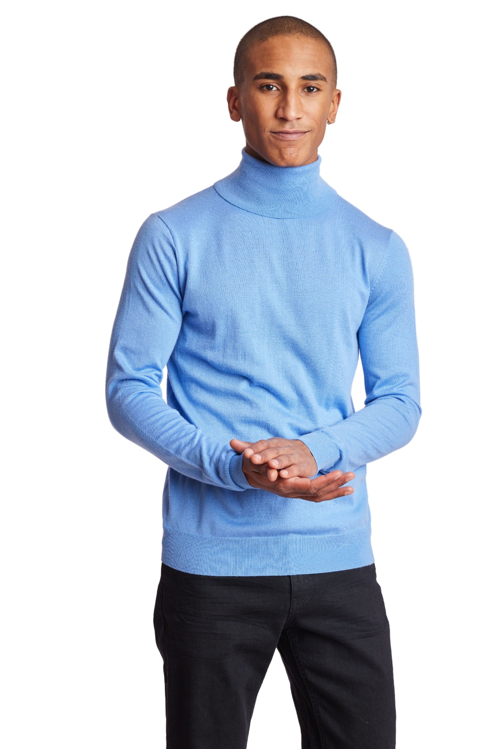 Luxe Fine Gauge Turtleneck - Light Blue