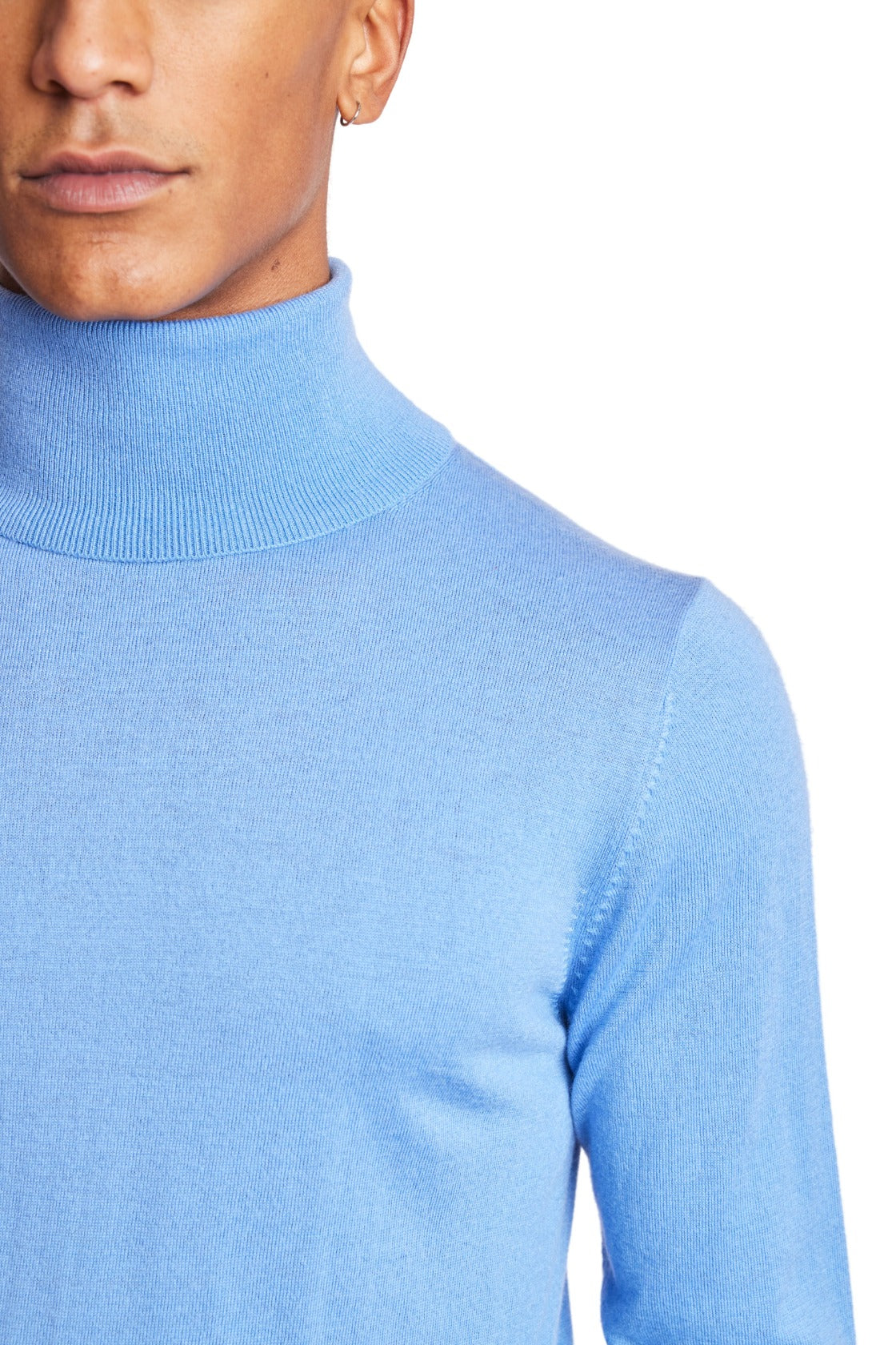 Luxe Fine Gauge Turtleneck - Light Blue