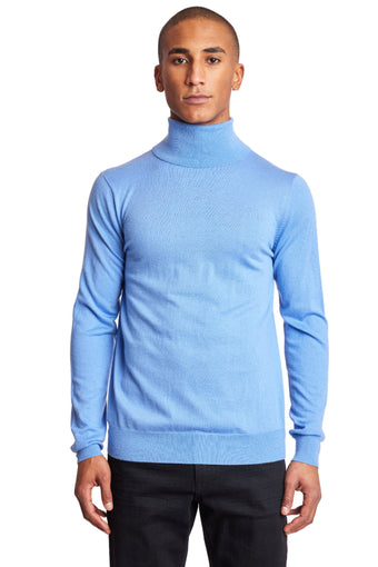 Luxe Fine Gauge Turtleneck - Light Blue