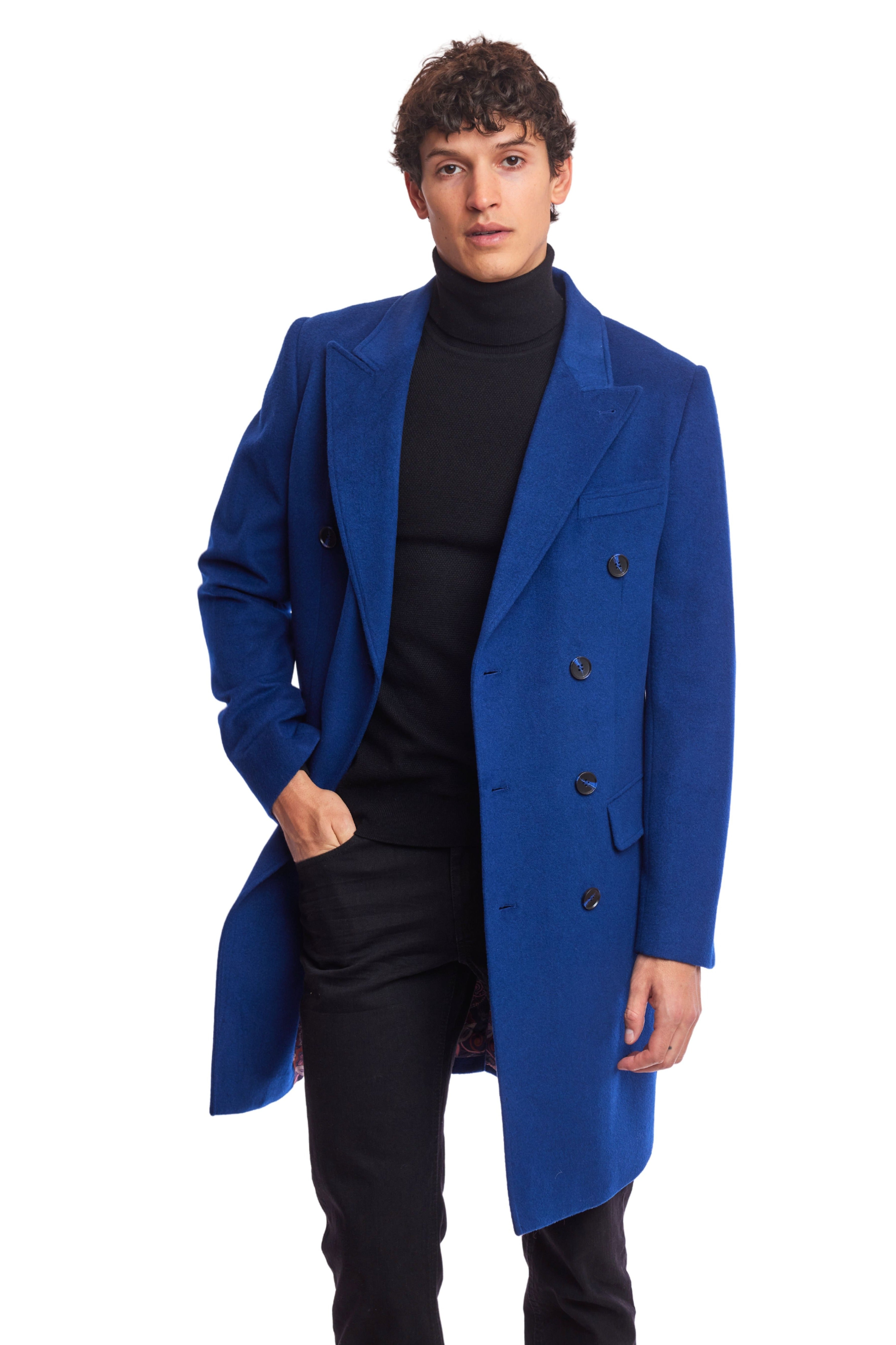 Peak DB Coat - slim - Royal Sapphire Blue Soft Touch