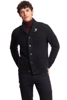  Toggle Cable Cardigan - Black Obsidian