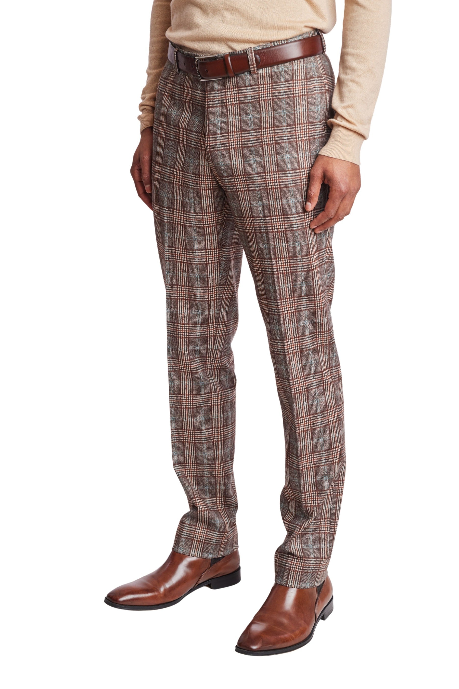 Downing Pants - slim - Brown Mint Plaid Knit