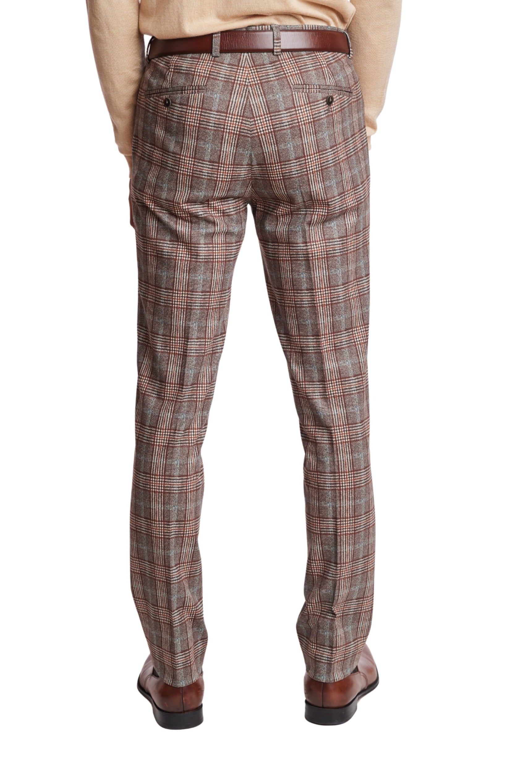 Downing Pants - slim - Brown Mint Plaid Knit