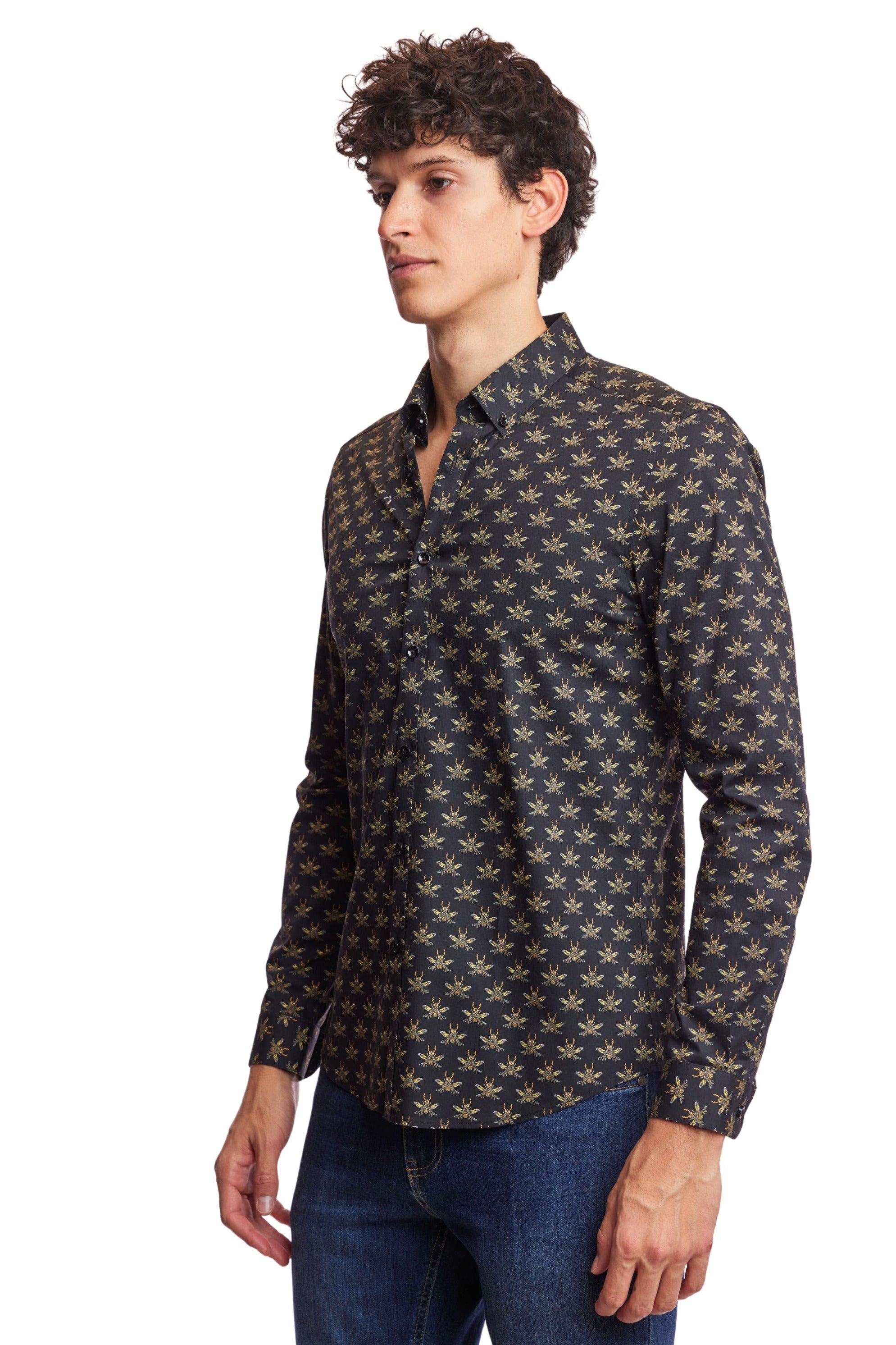 Brian Button Down Shirt - Black Bees