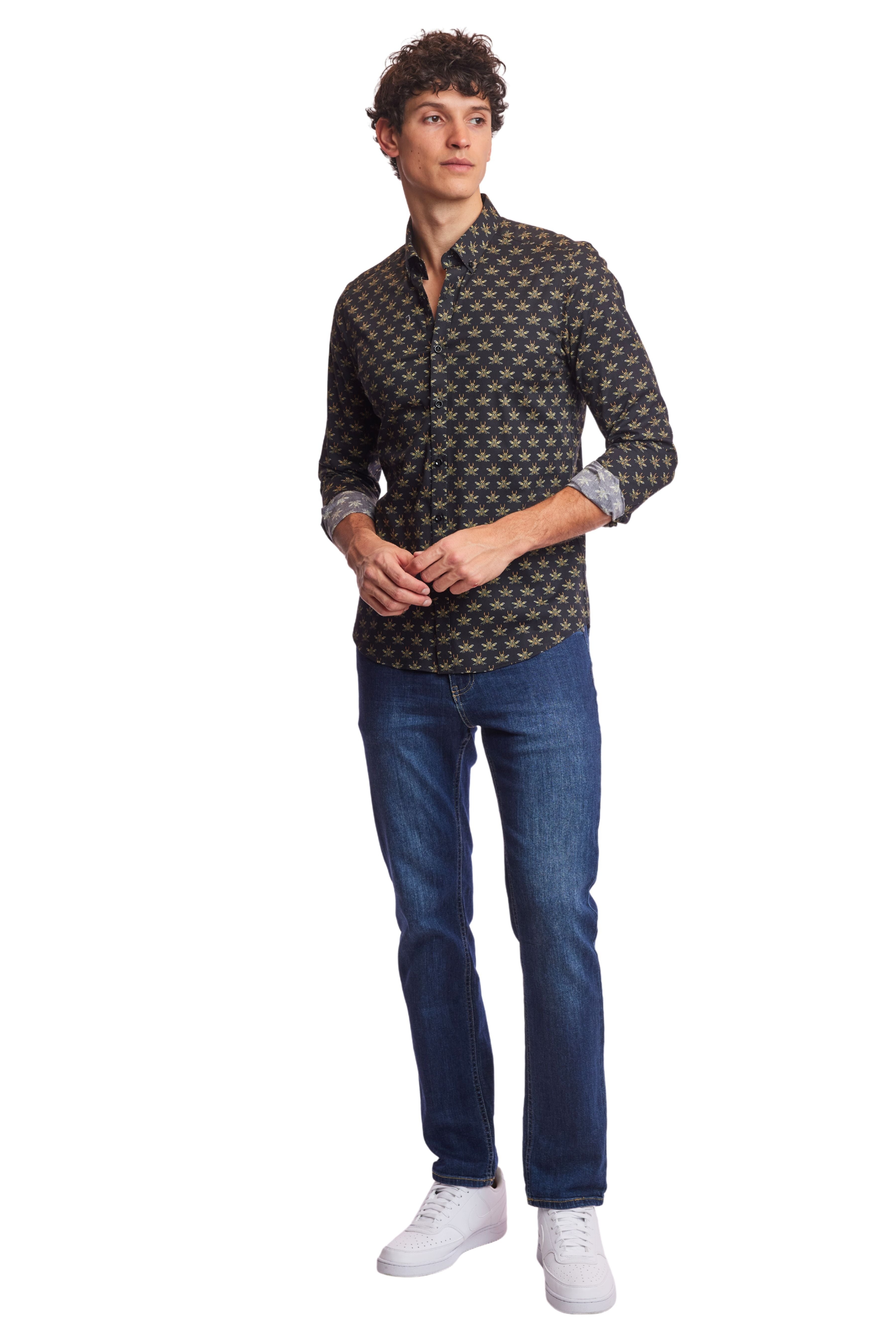 Brian Button Down Shirt - Black Bees