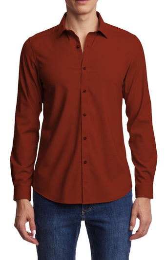 Samuel Spread Collar Shirt - Burgundy