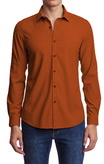 Samuel Spread Collar Shirt - Dark Rust