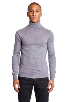  Luxe Fine Gauge Turtleneck - Heather Grey